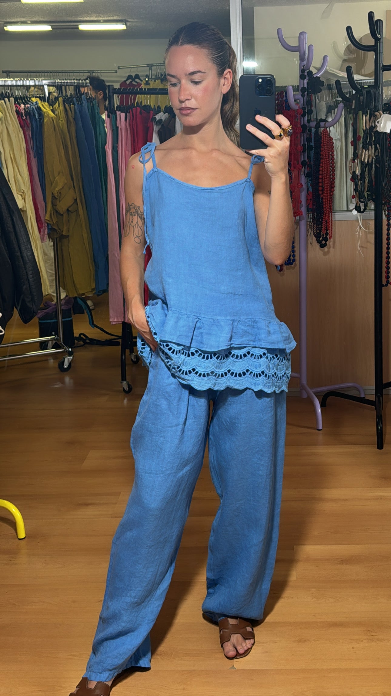 Blusa lino volante