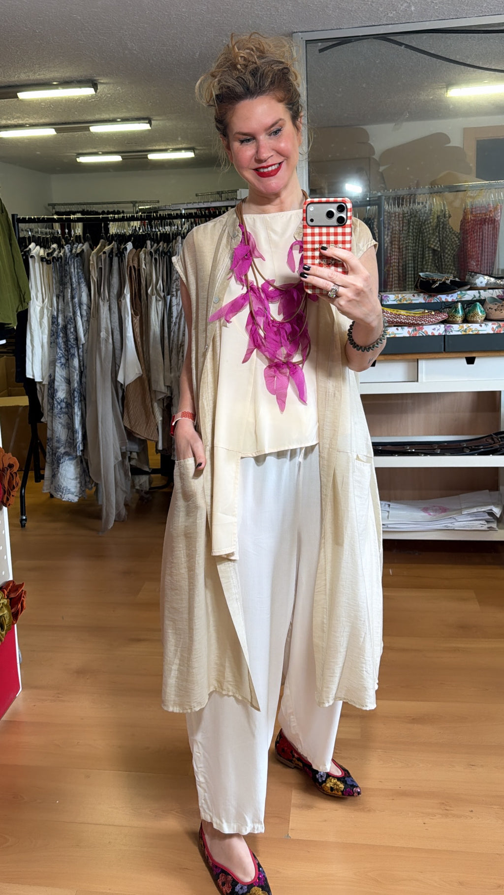 Chaleco/ vestido lino con botones