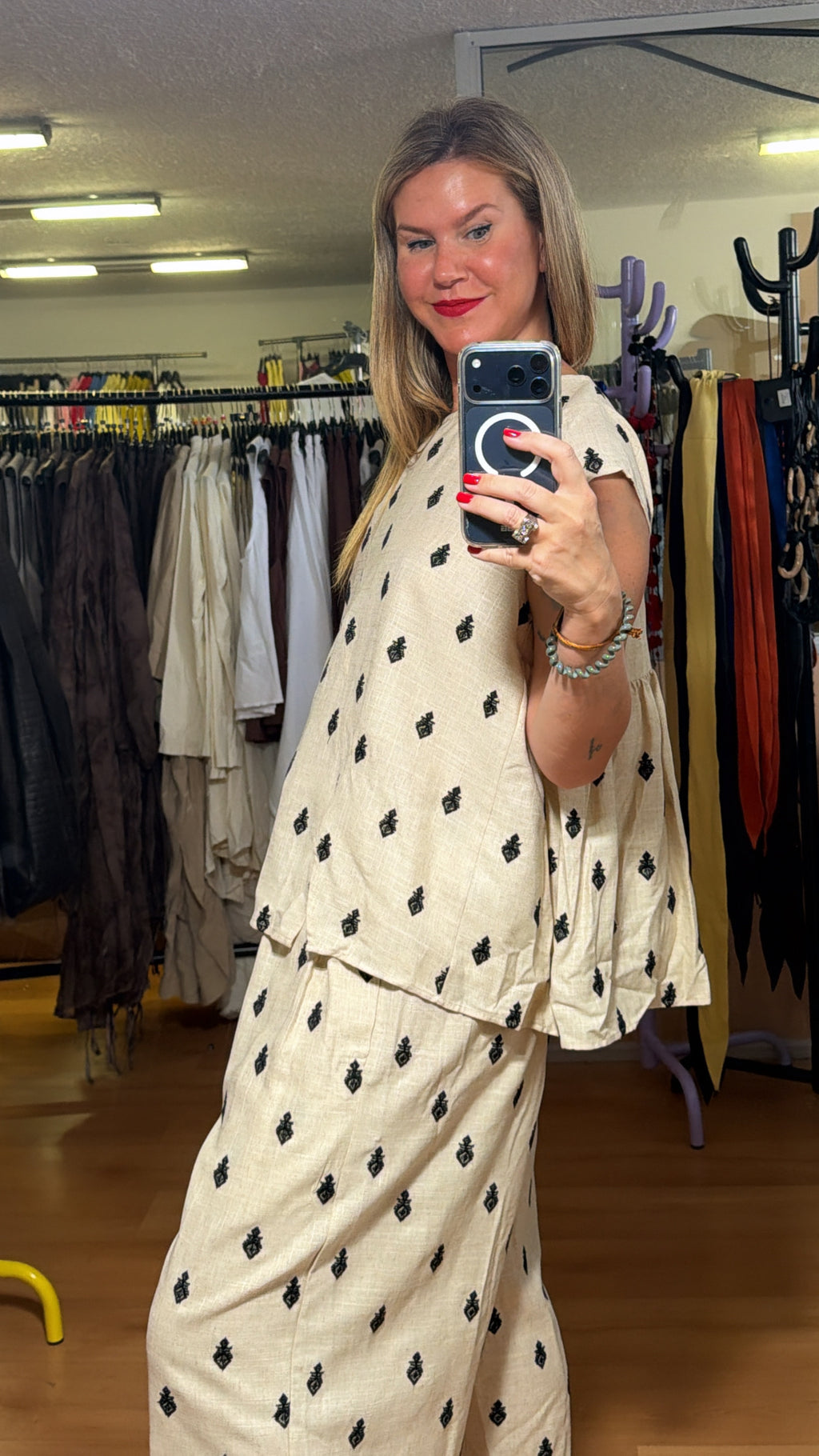 Pantalon palazzo bordado