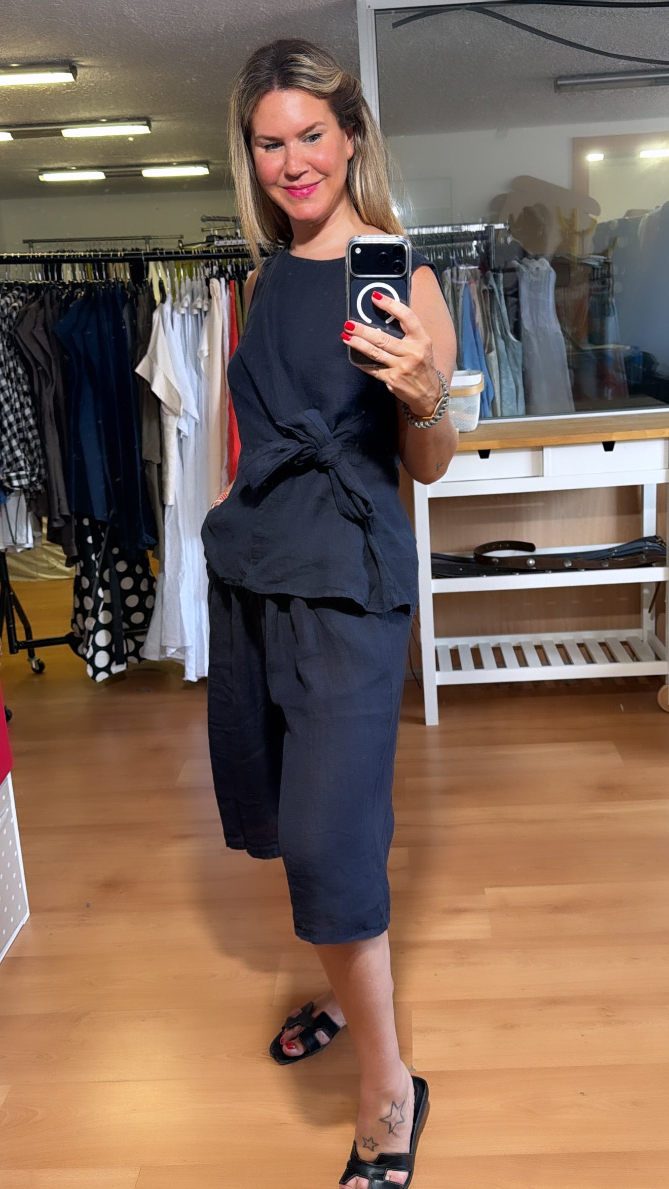 Blusa de lino con lazada