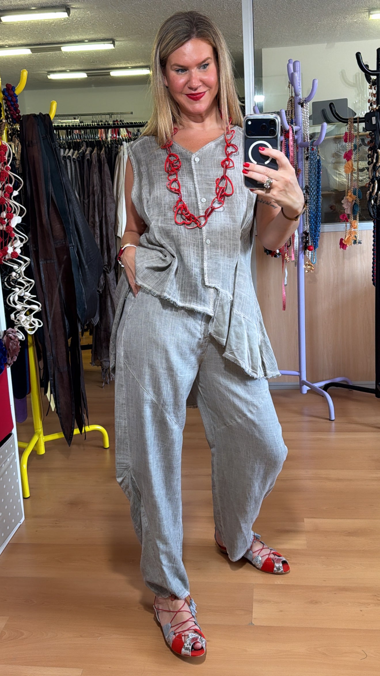 Blusa asimétrica lino natural