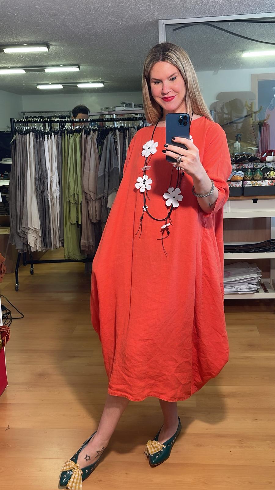 Vestido lino con mangas