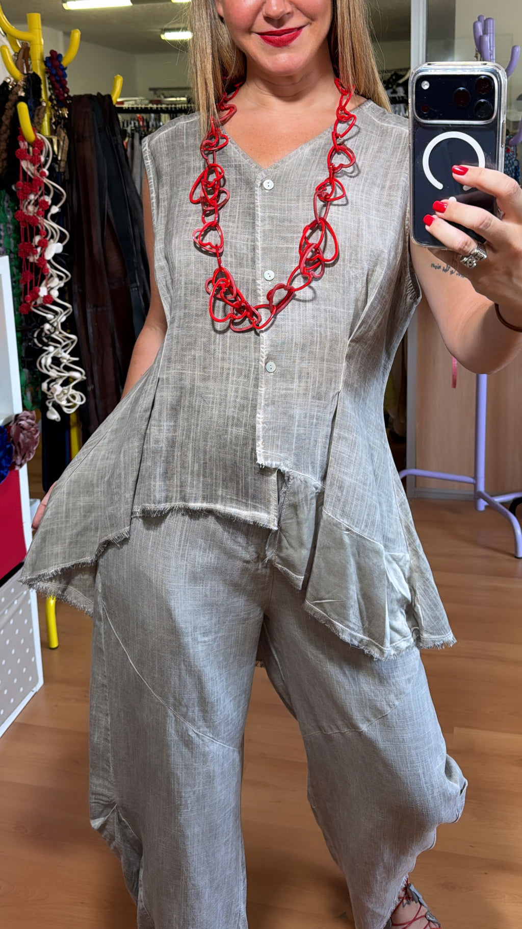 Blusa asimétrica lino natural
