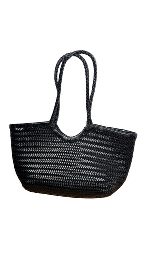 Bolso de piel trenzada negro