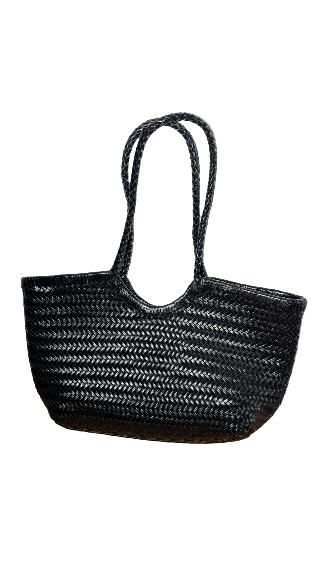 Bolso de piel trenzada negro