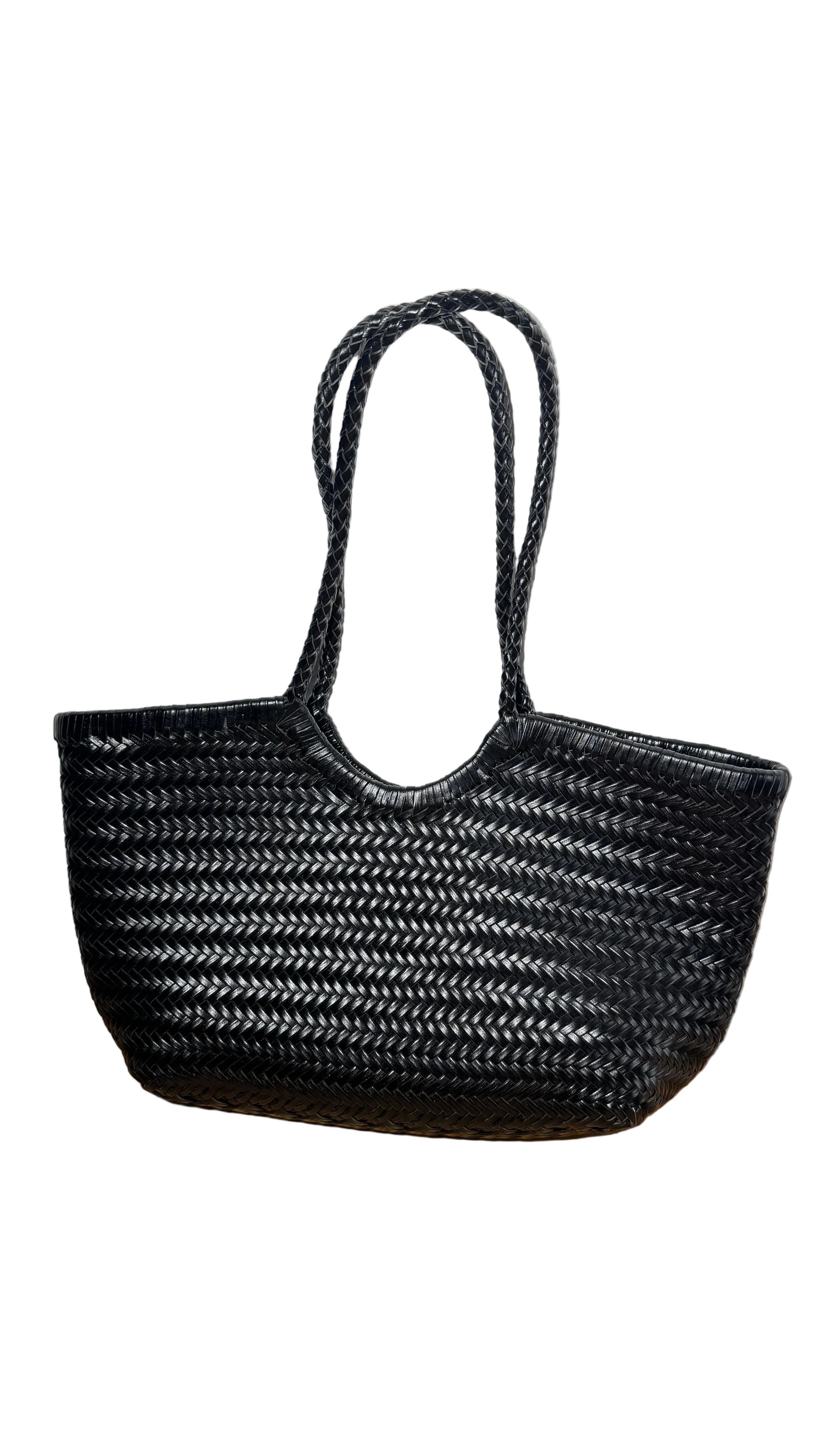 Bolso de piel trenzada negro