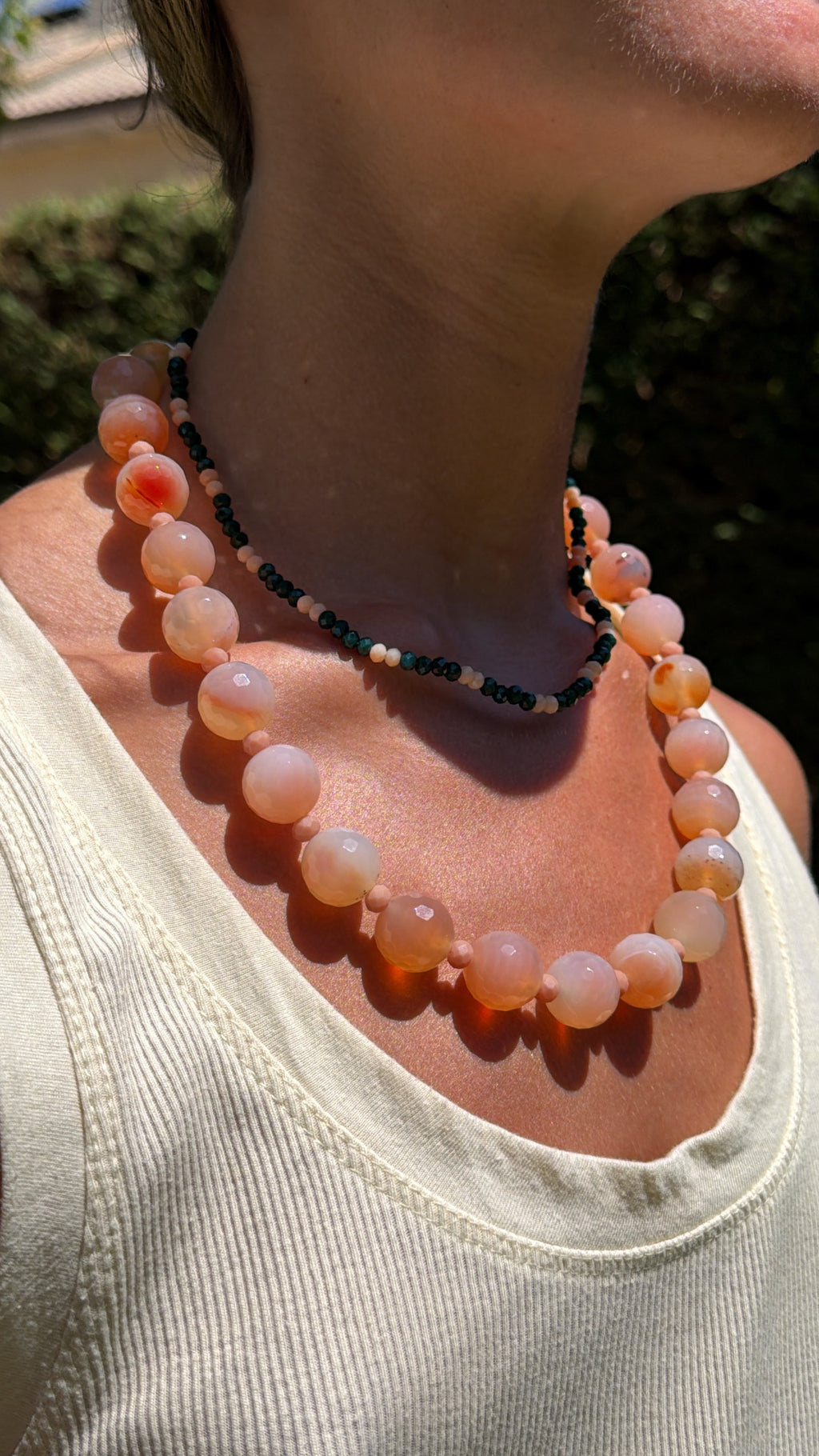 Collar de ágata rosa