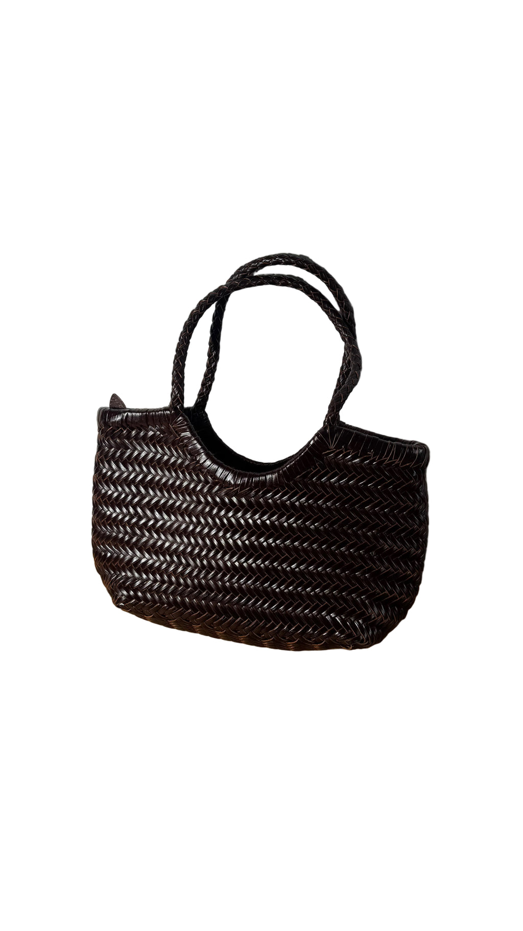 Bolso de piel trenzada marrón