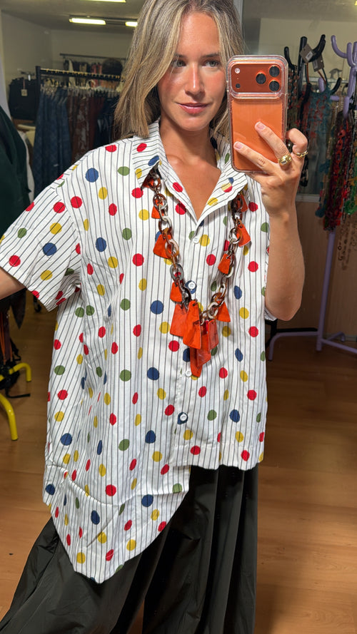Camisa irregular rayas y topos