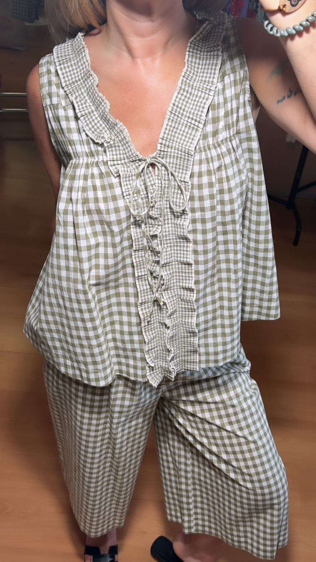 Conjunto Vichy sin mangas