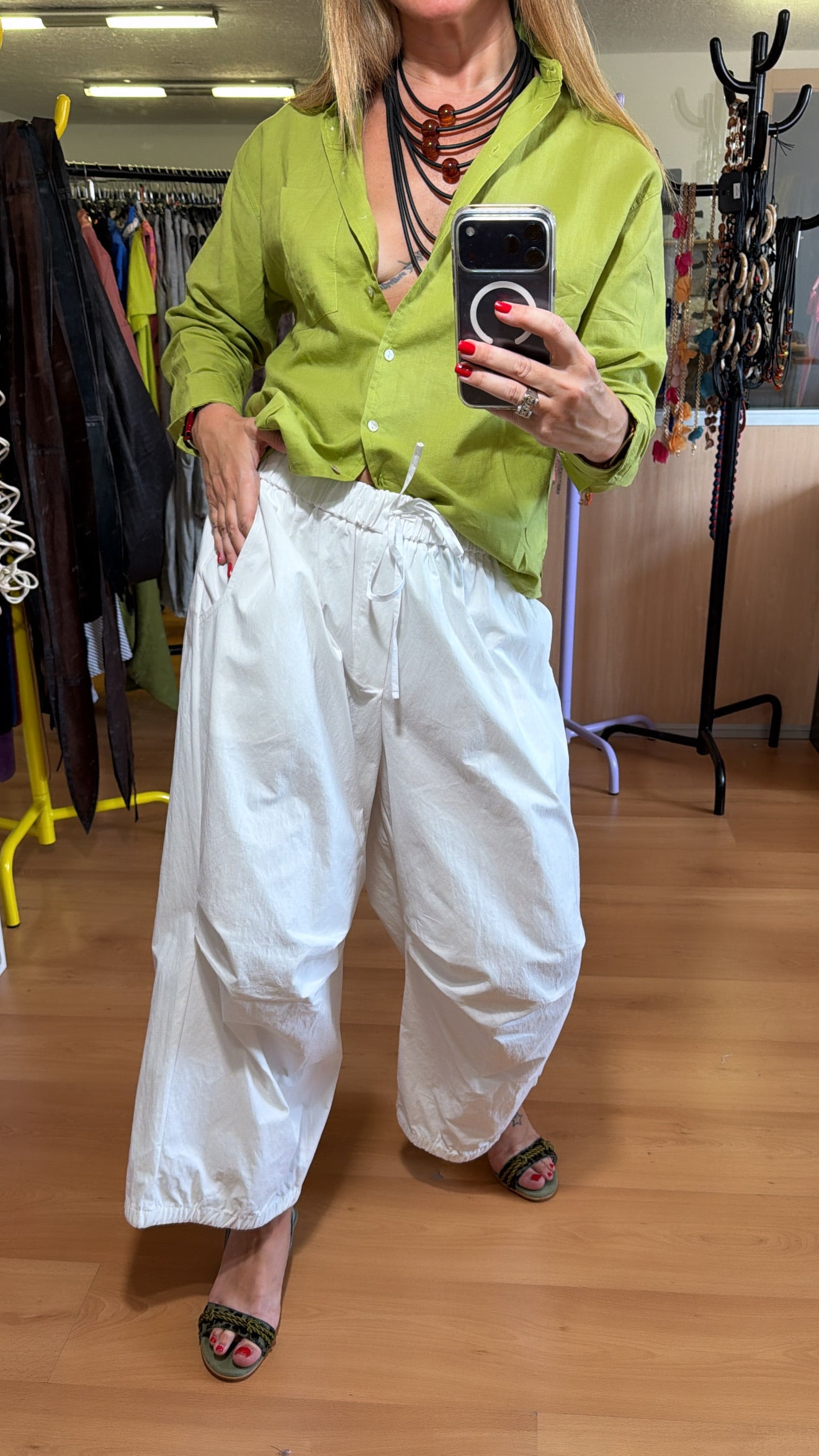 Pantalón globo blanco