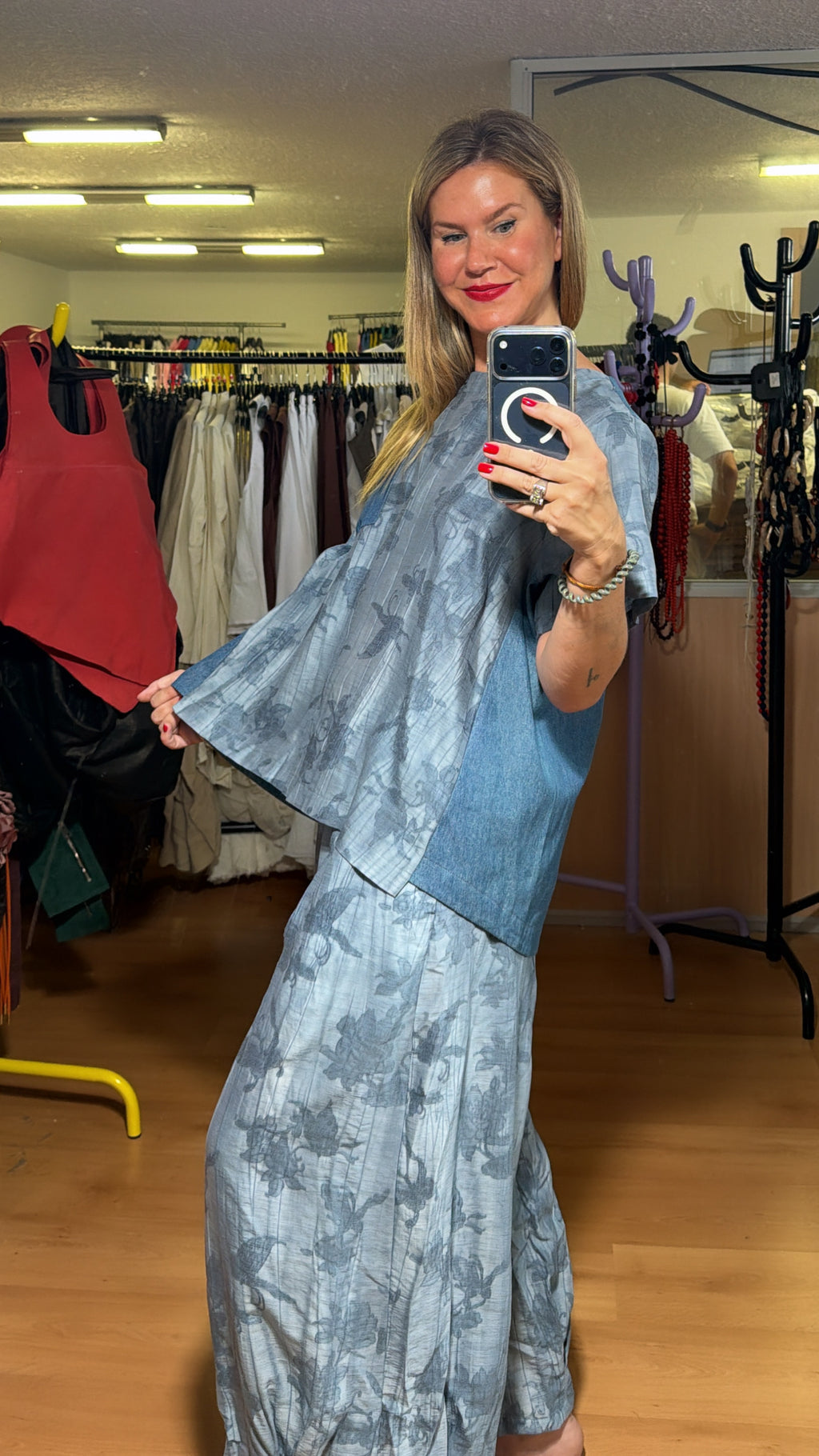 Blusa floral vaquera