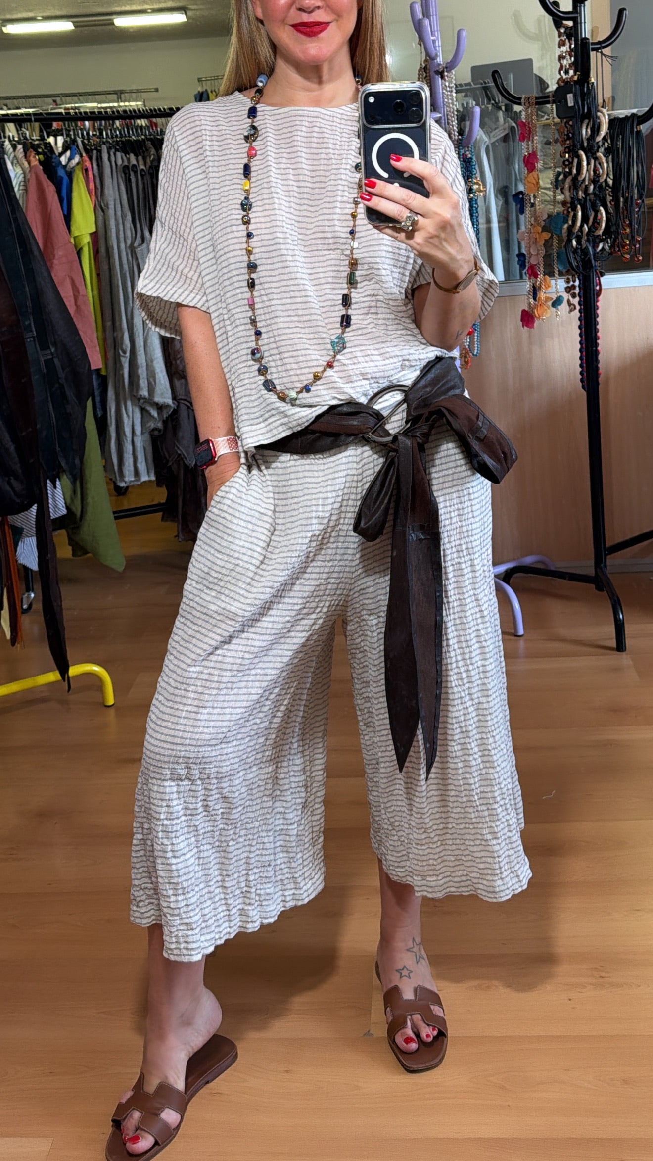 Pantalón palazzo muselina rayas