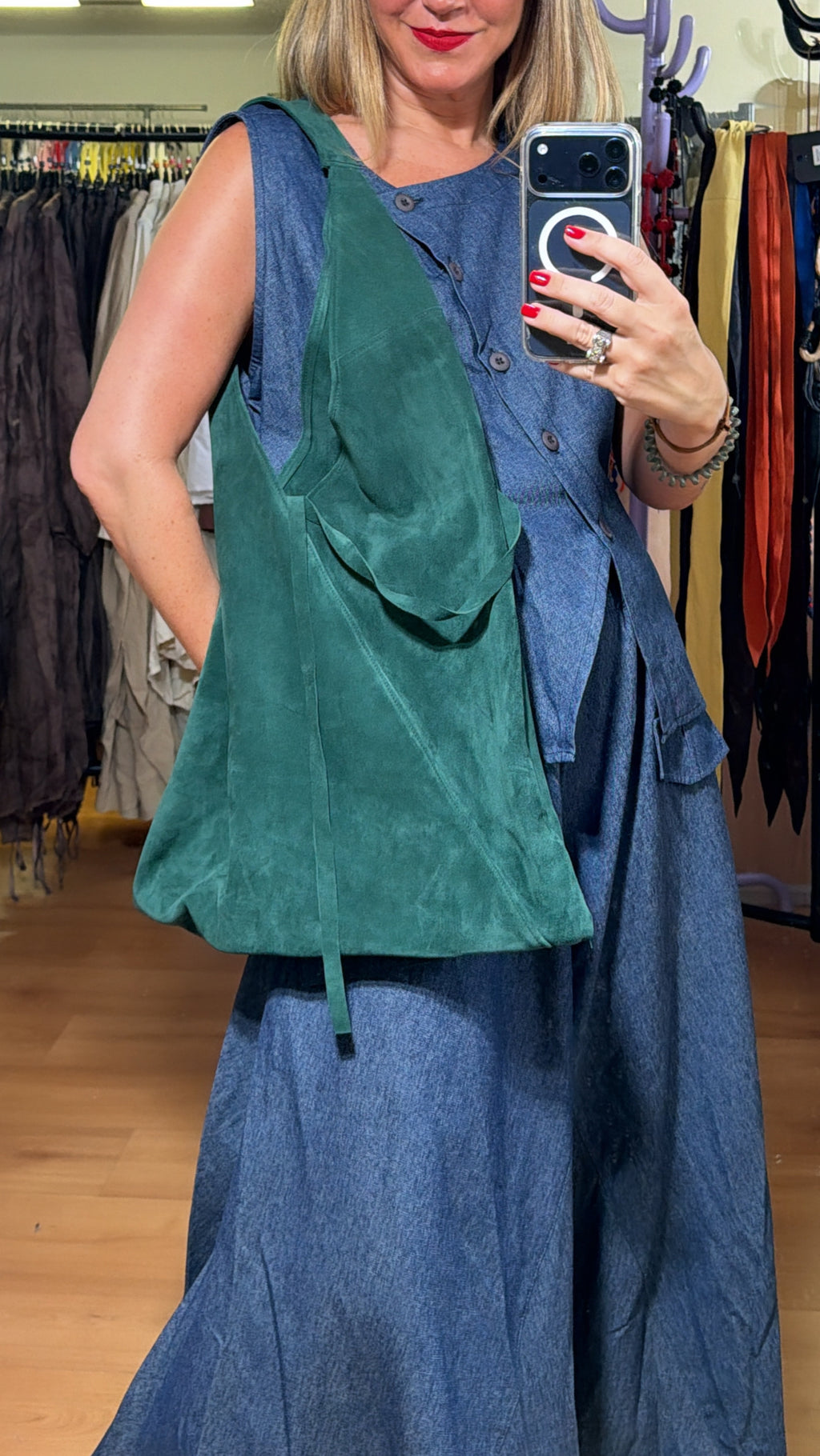 Bolso de piel verde