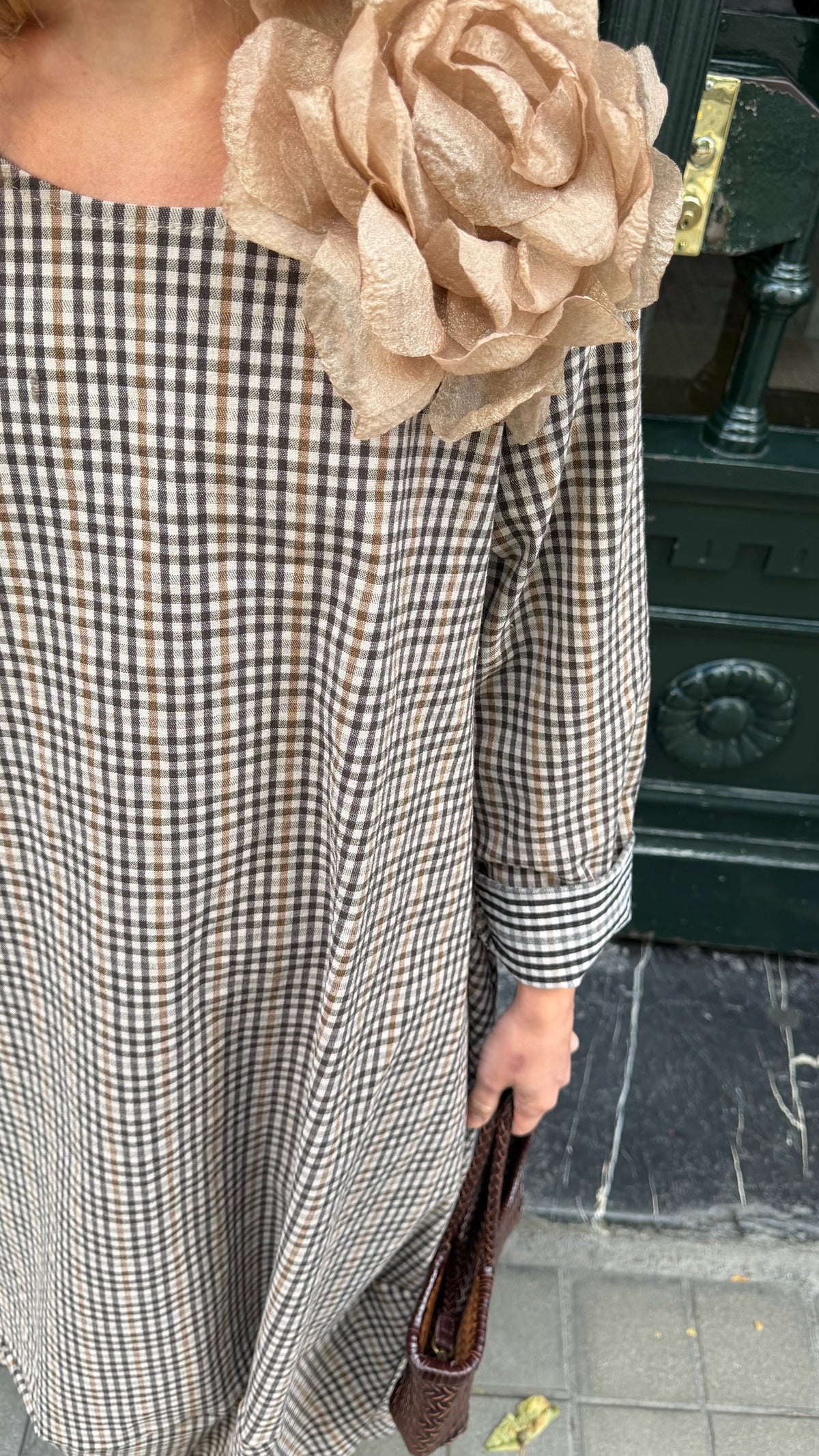 Vestido vichy marrón