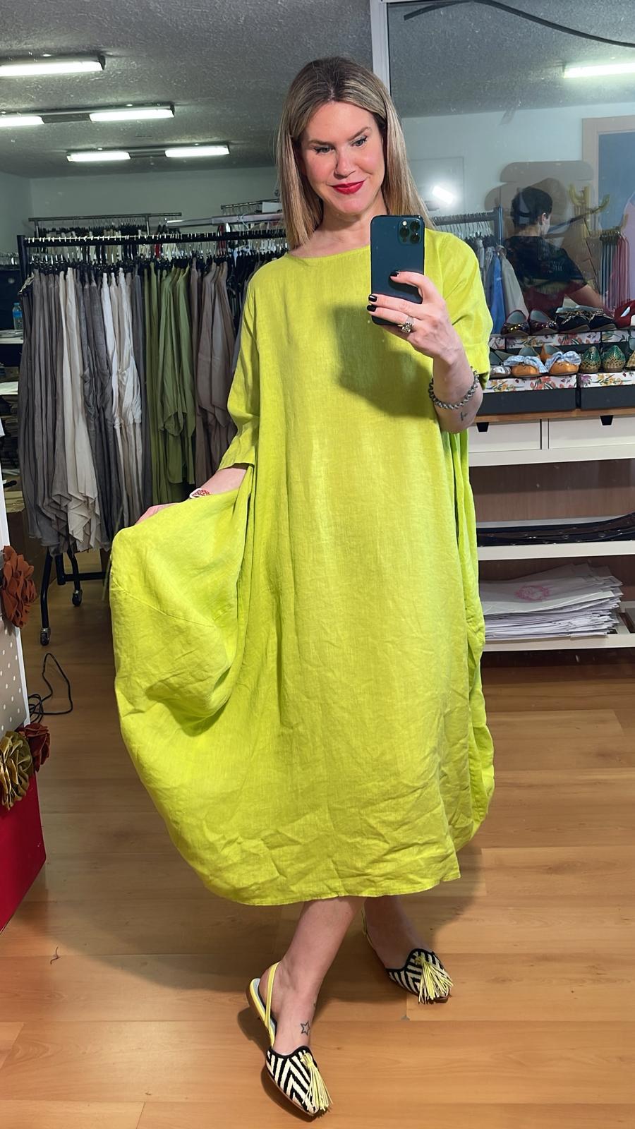Vestido lino con mangas