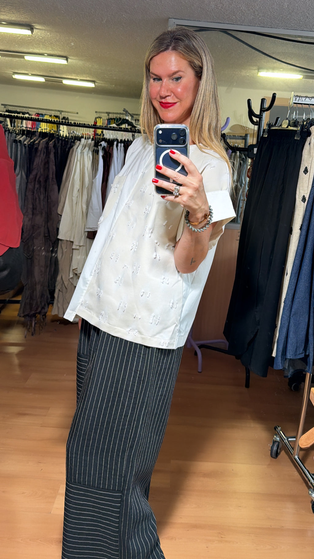 Blusa combinada con textura