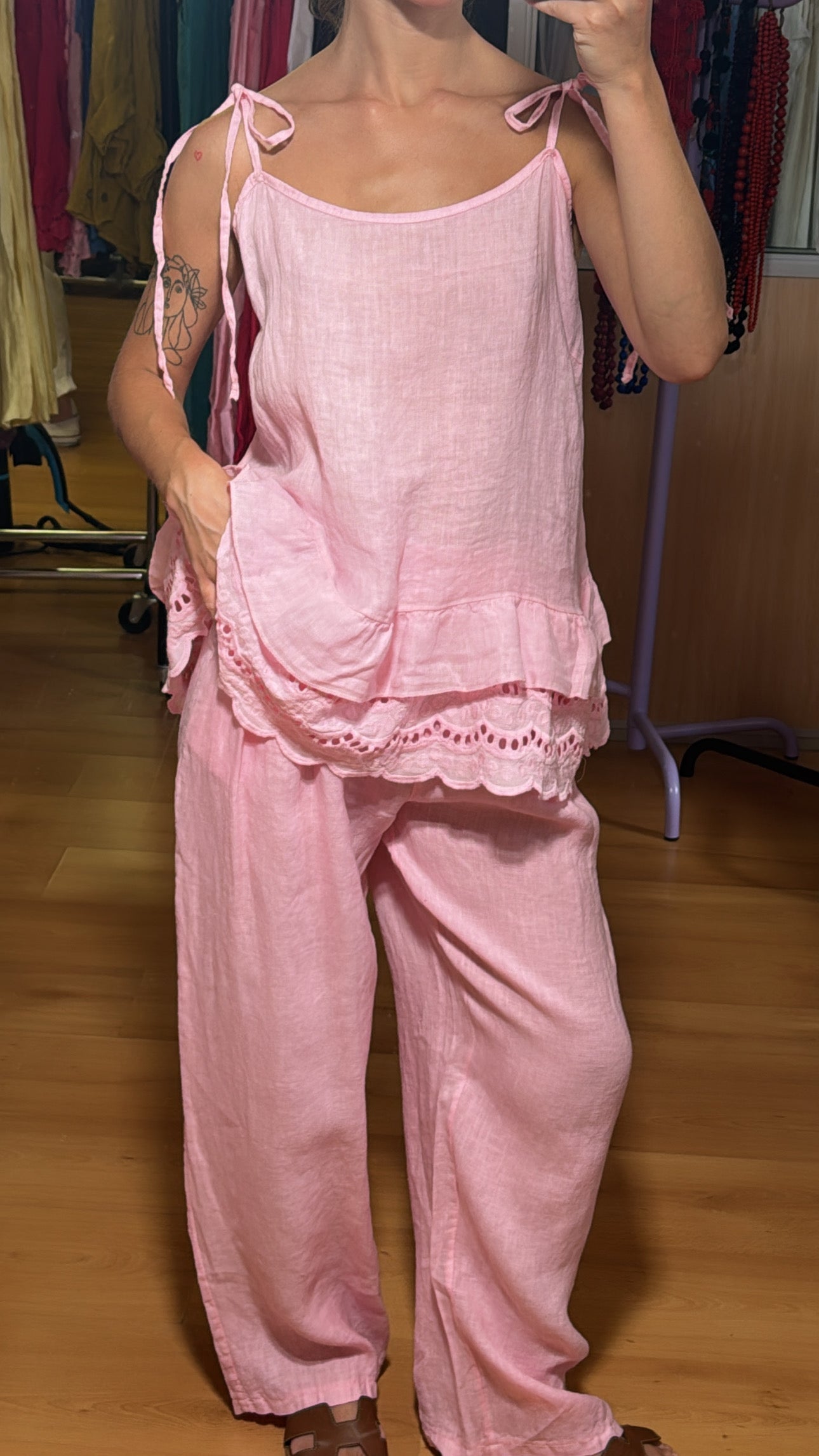 Blusa lino volante