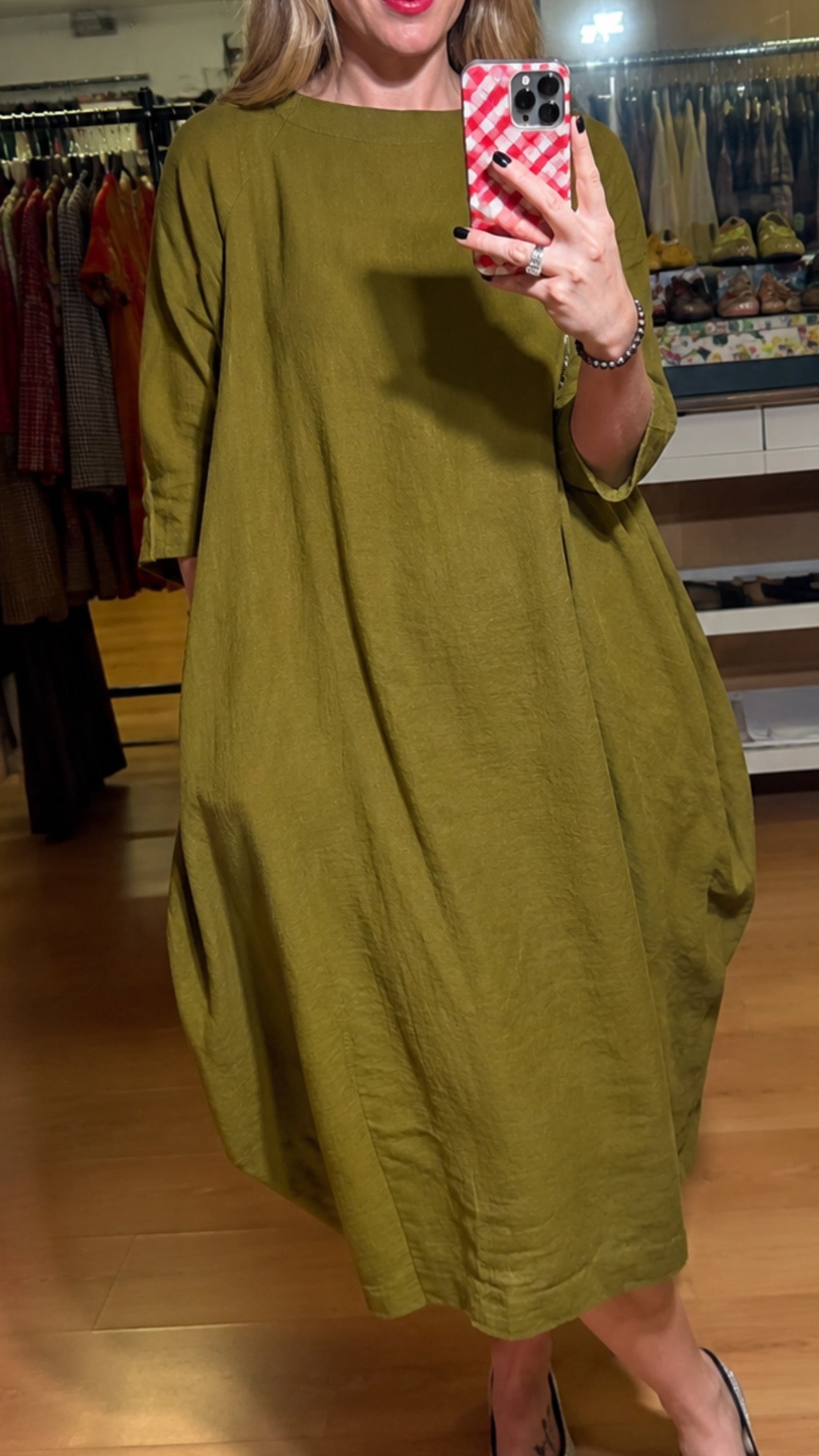 Vestido lino con mangas