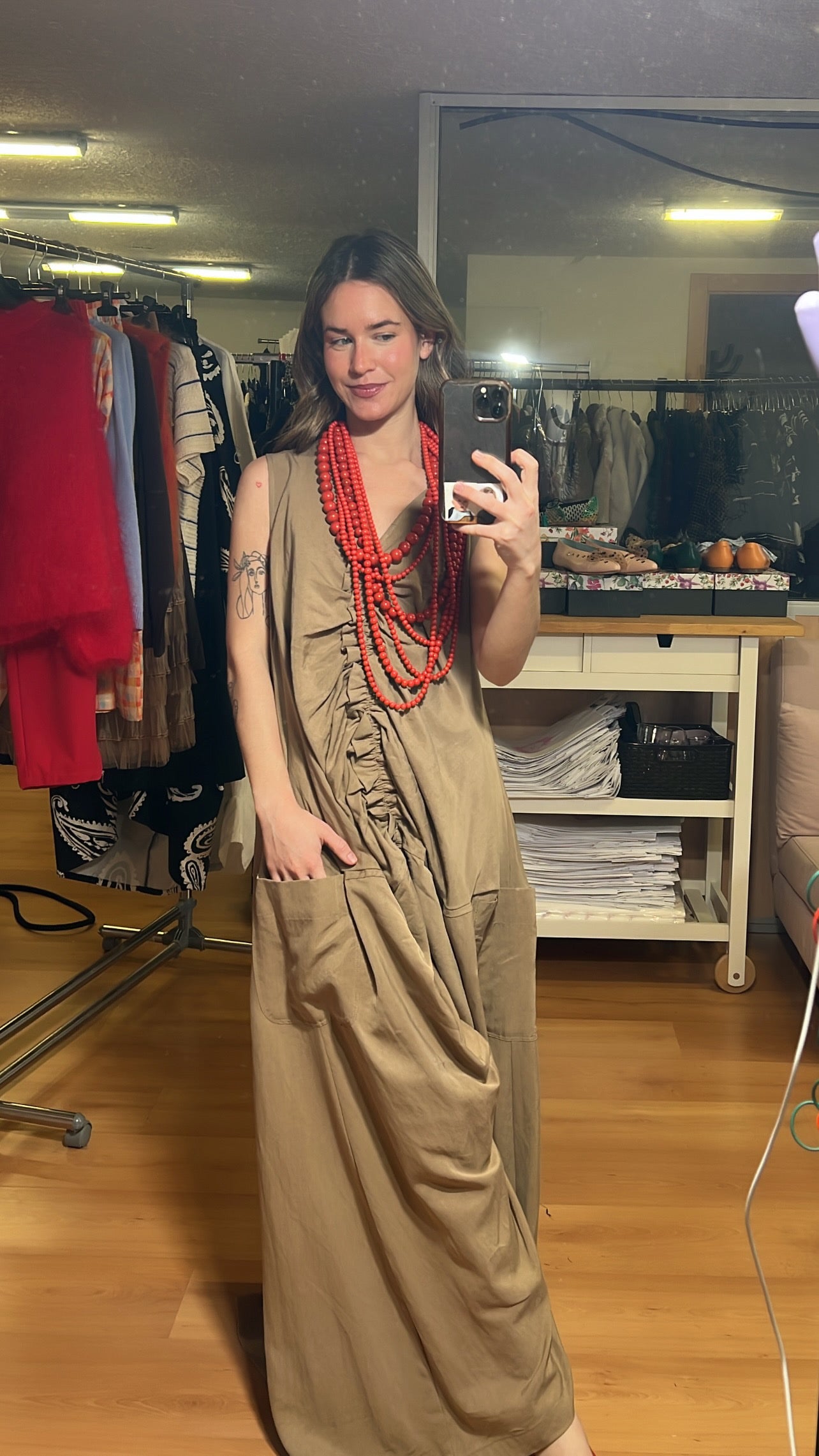 Vestido fruncido sin mangas