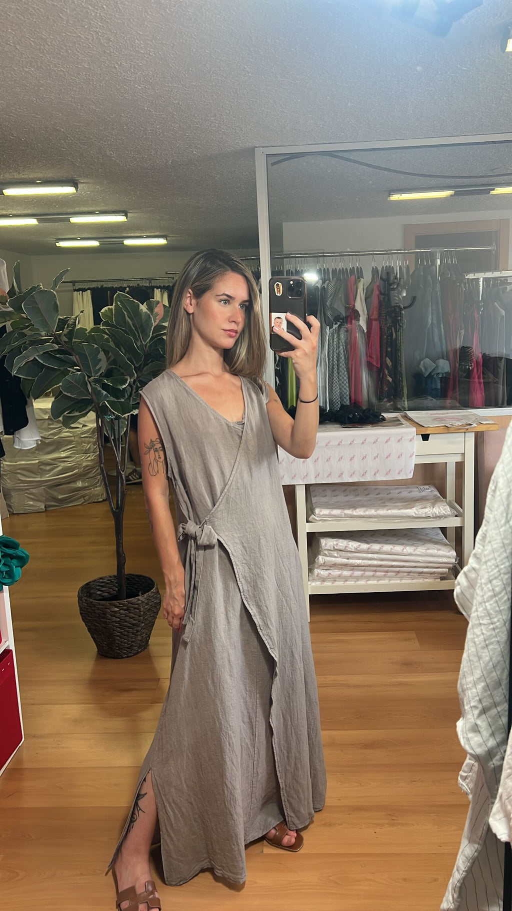Vestido lino lazada