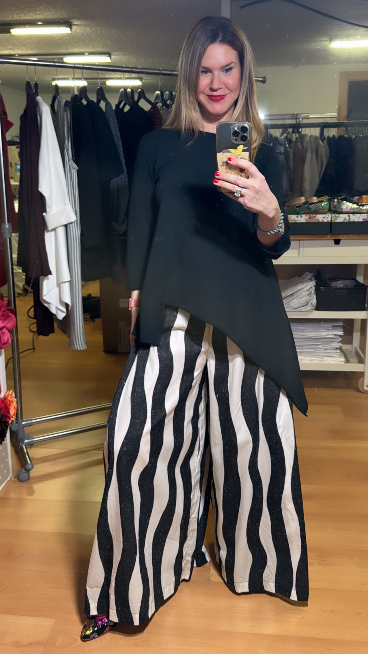 Pantalón fluido ondas negro