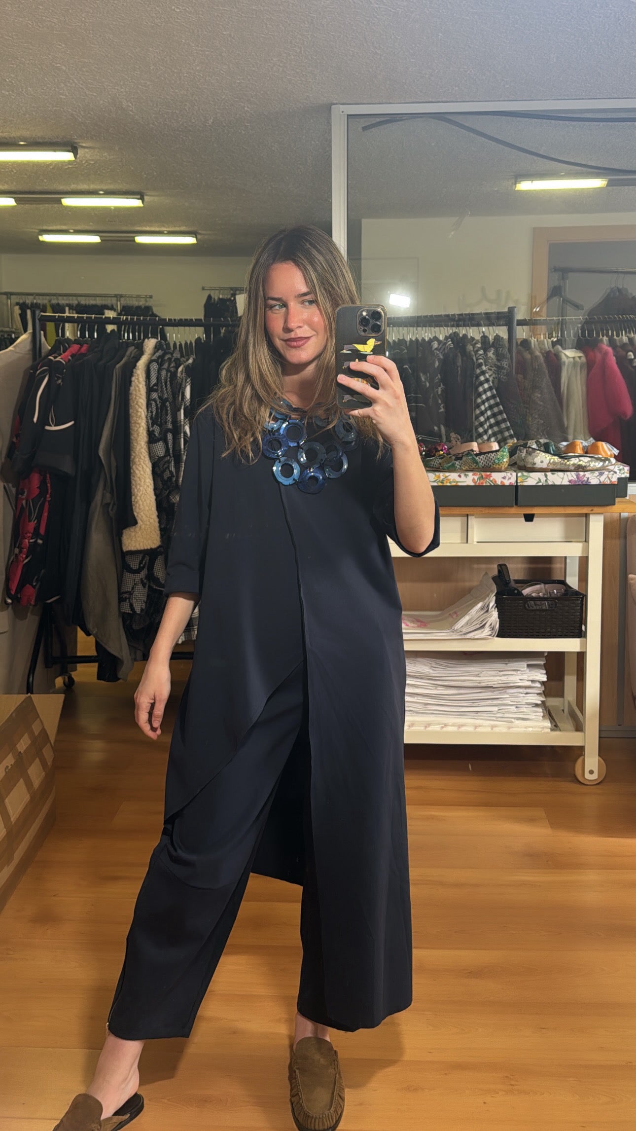 Camiseta larga irregular punto milano