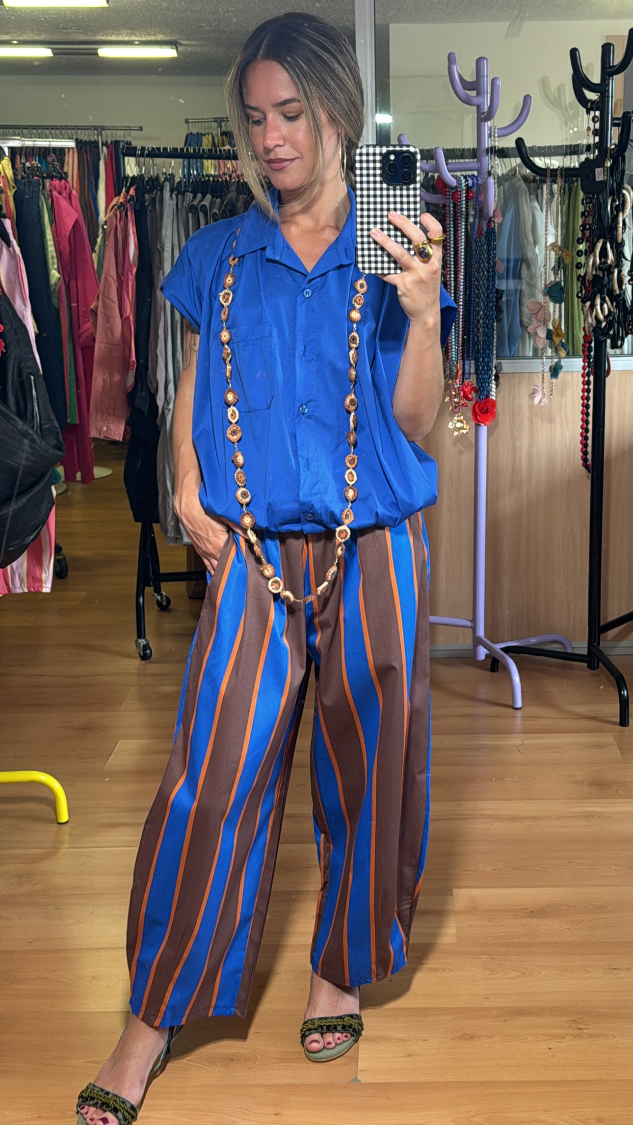 Pantalones bombacho a rayas