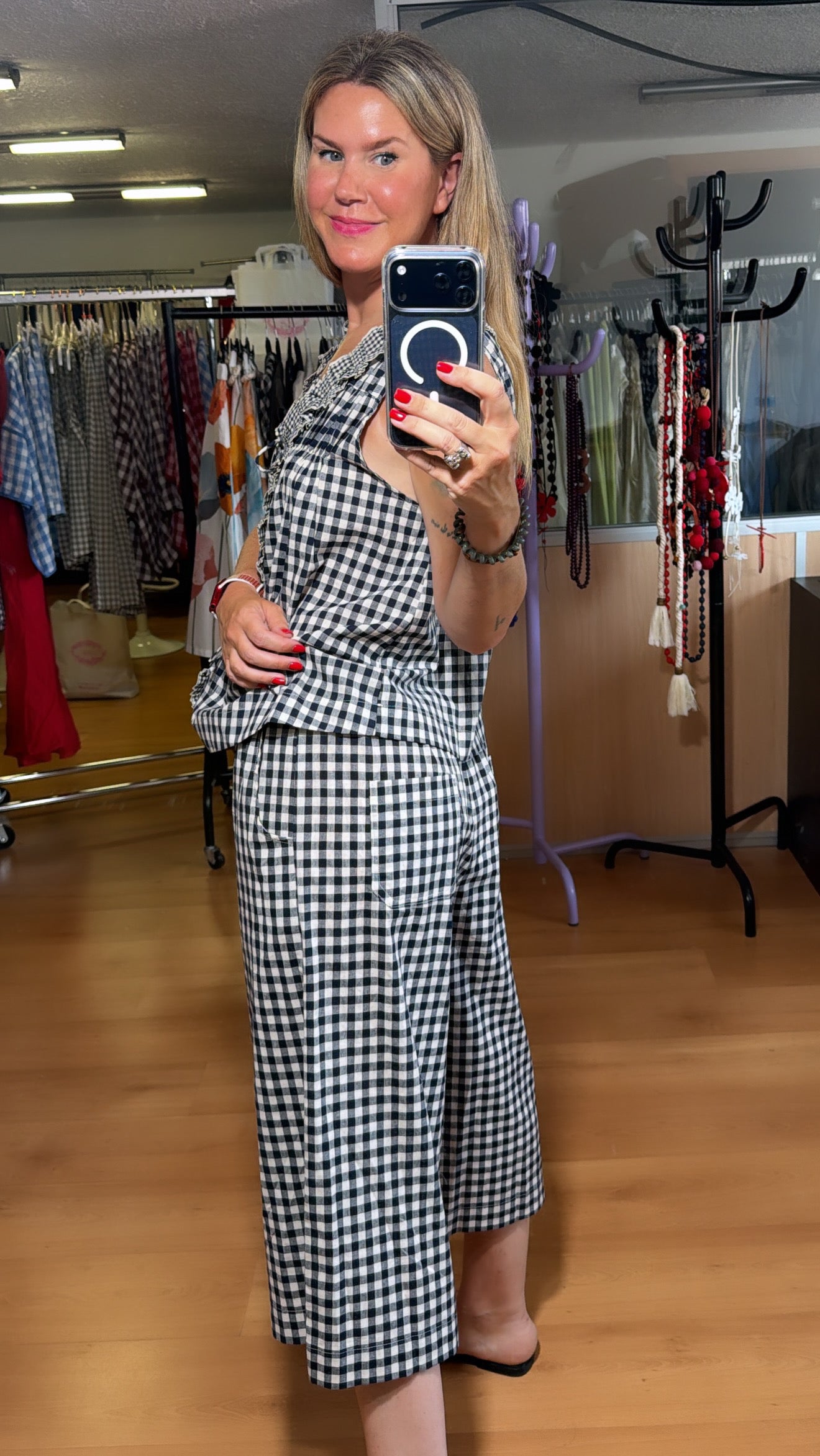 Conjunto Vichy sin mangas
