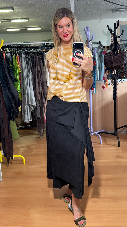 Blusa mostaza cuadro Vichy