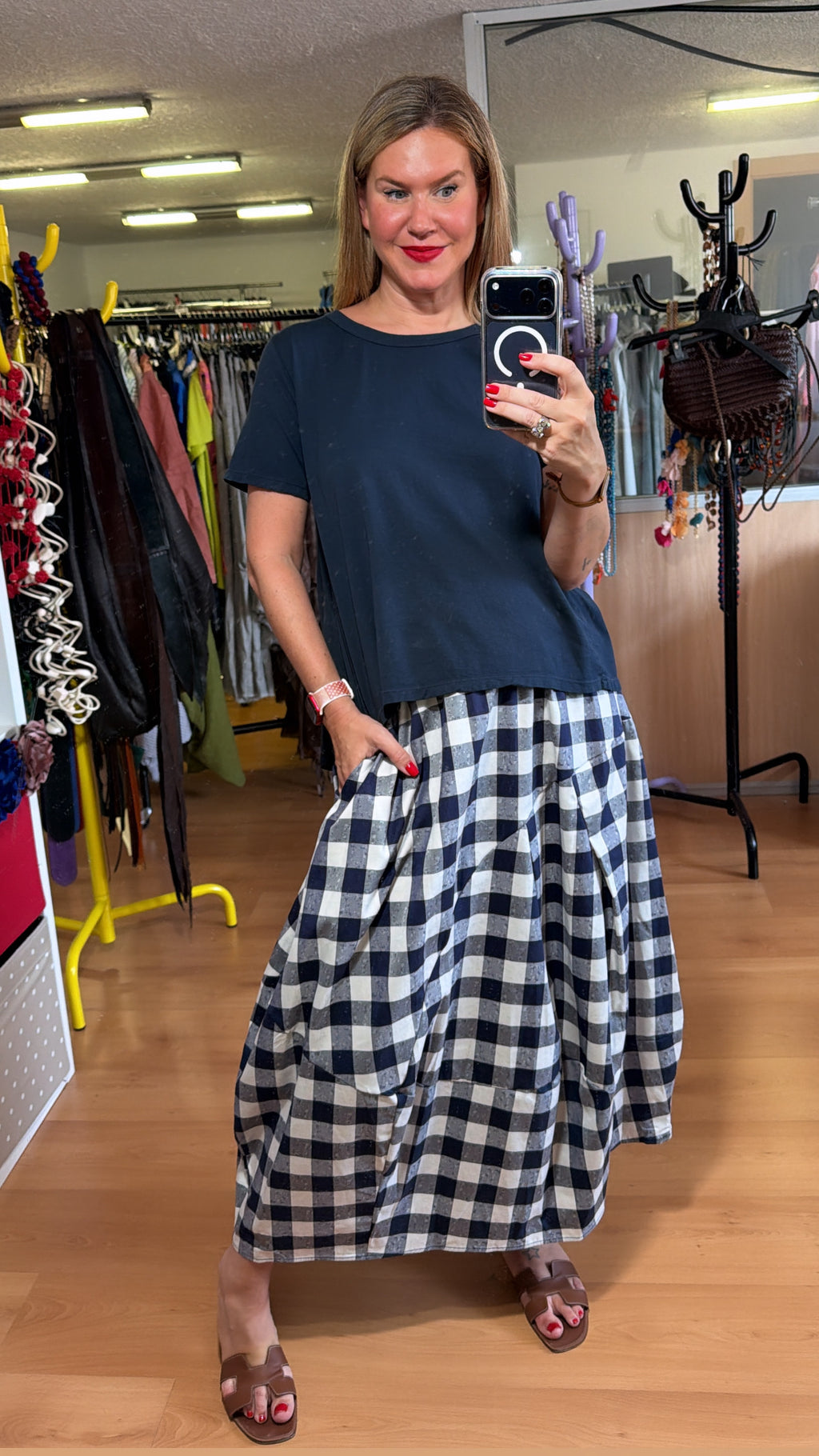 Falda cuadro Vichy azul