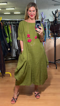 Vestido lino con mangas