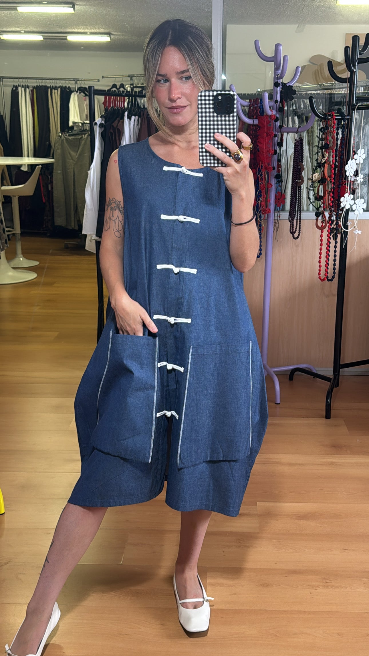 Vestido nudos vaquero
