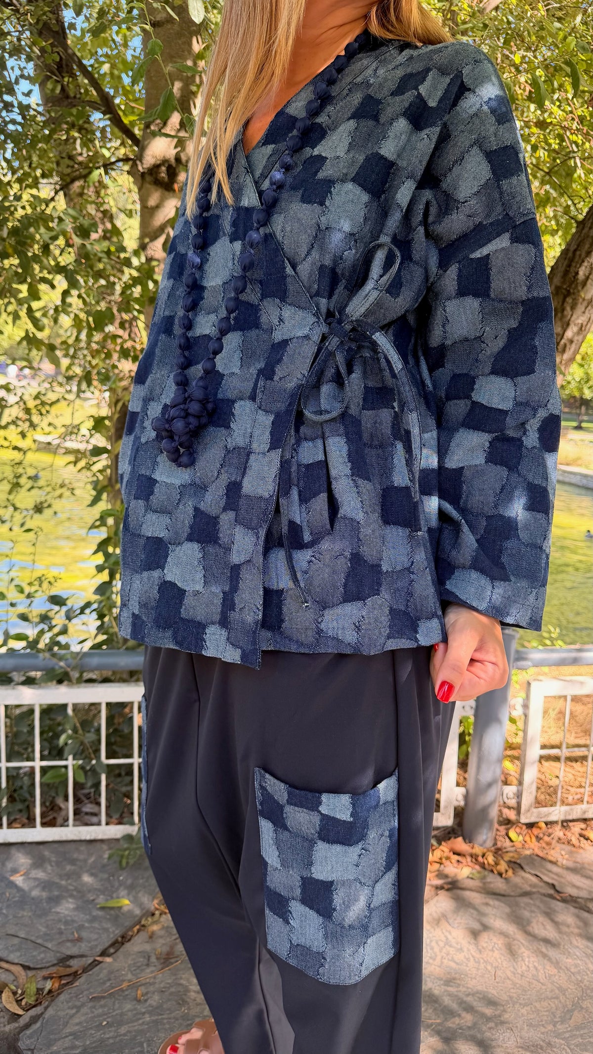 Chaqueta cruzada Patchwork