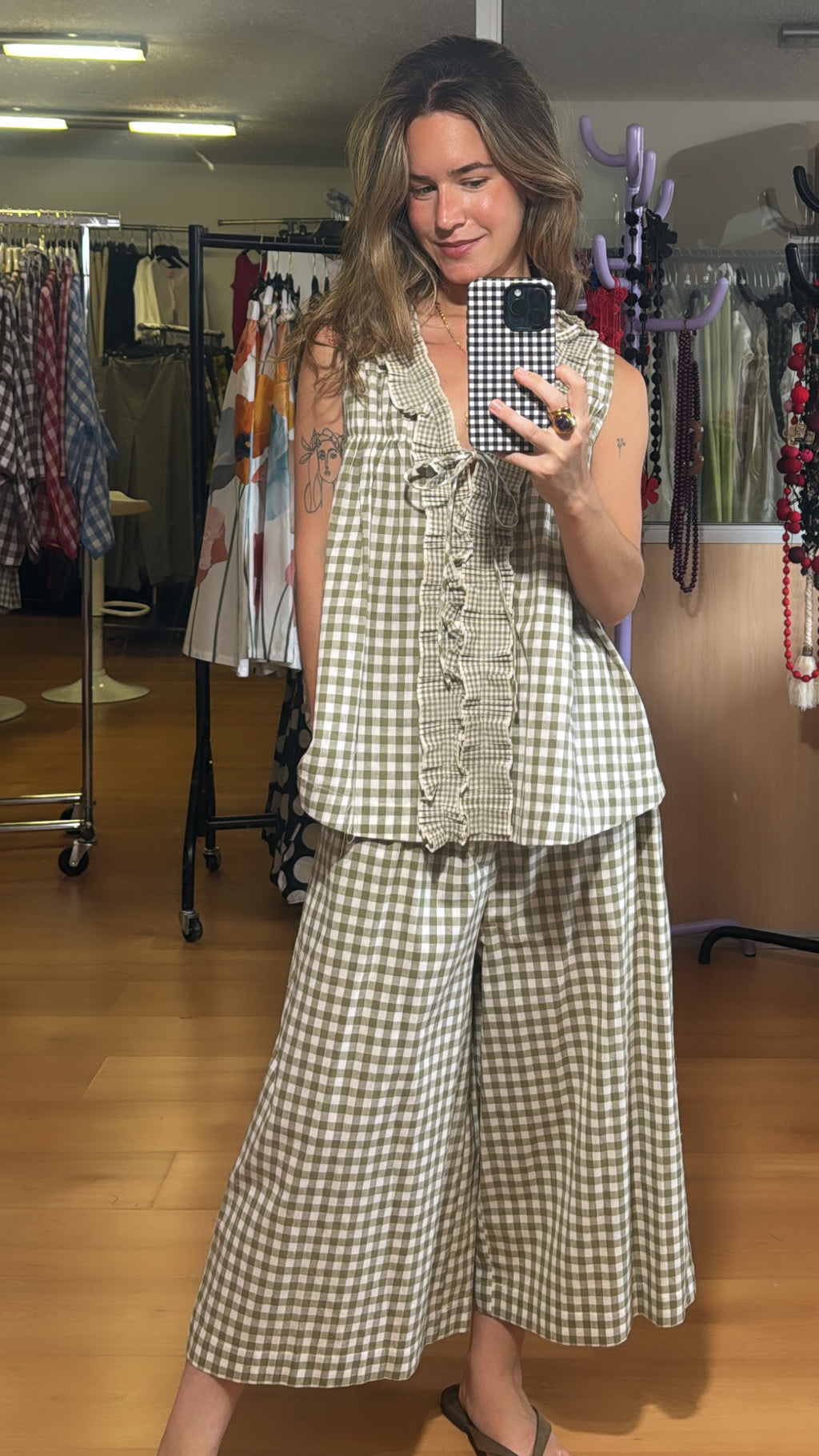Conjunto Vichy sin mangas