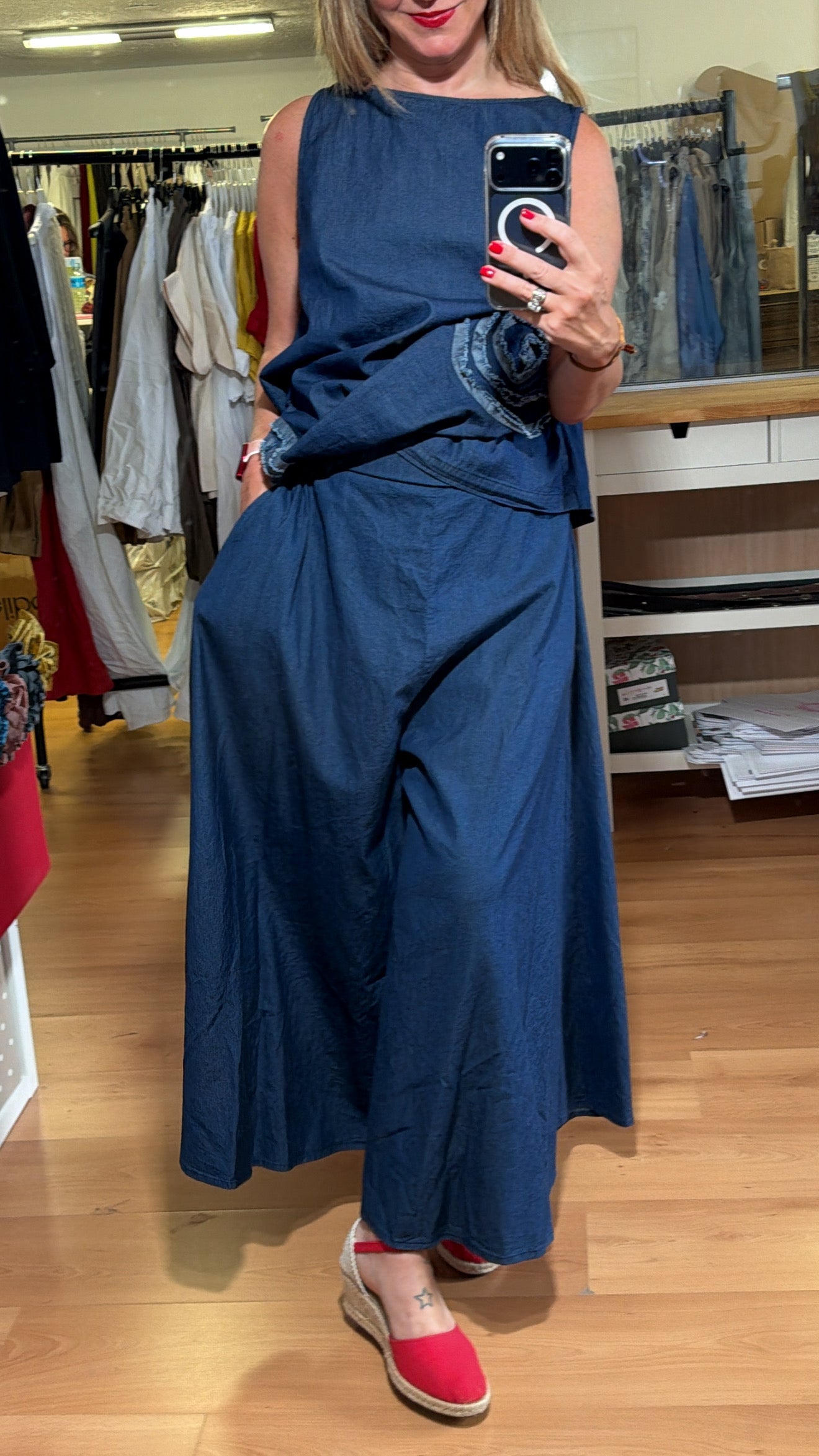 Pantalón vaquero palazzo