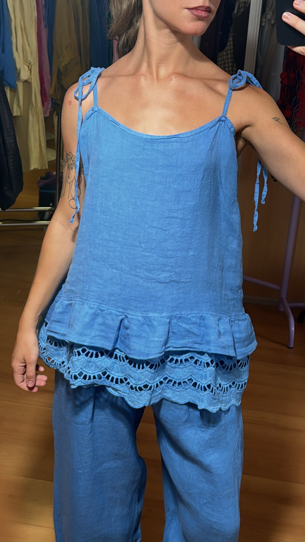 Blusa lino volante