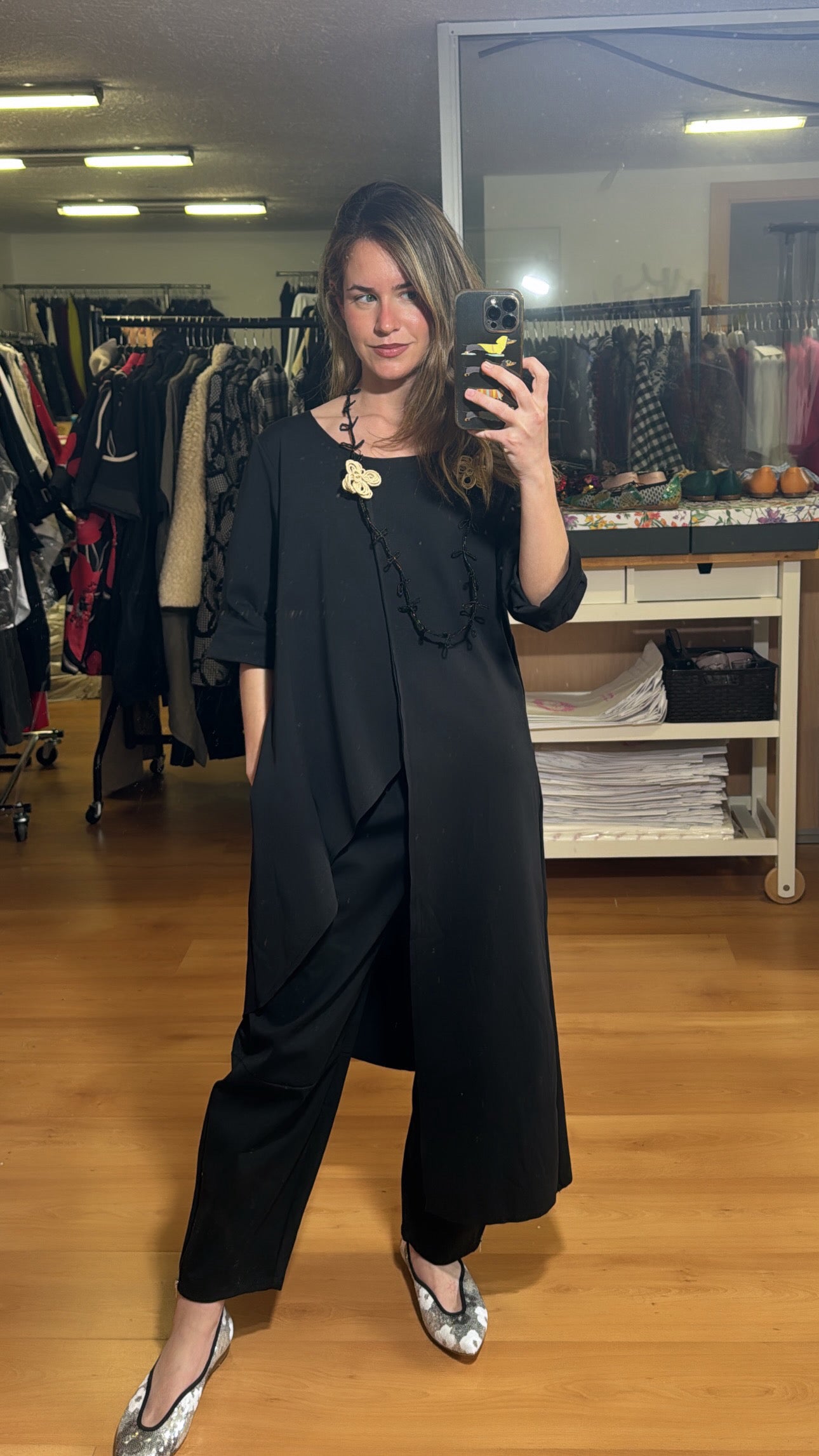 Camiseta larga irregular punto milano