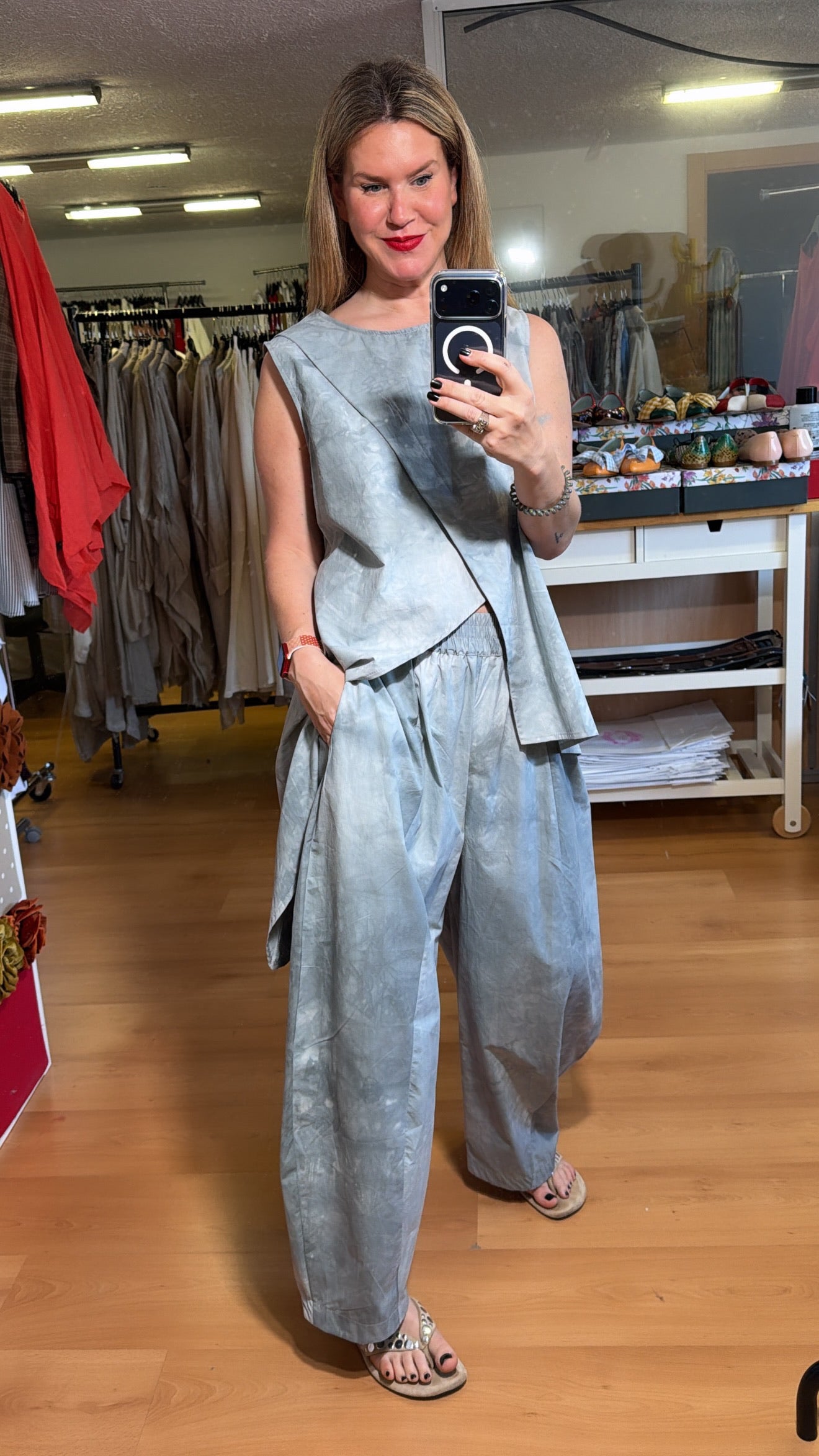 Blusa sin mangas efecto pintado
