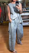 Pantalón bombacho efecto pintado