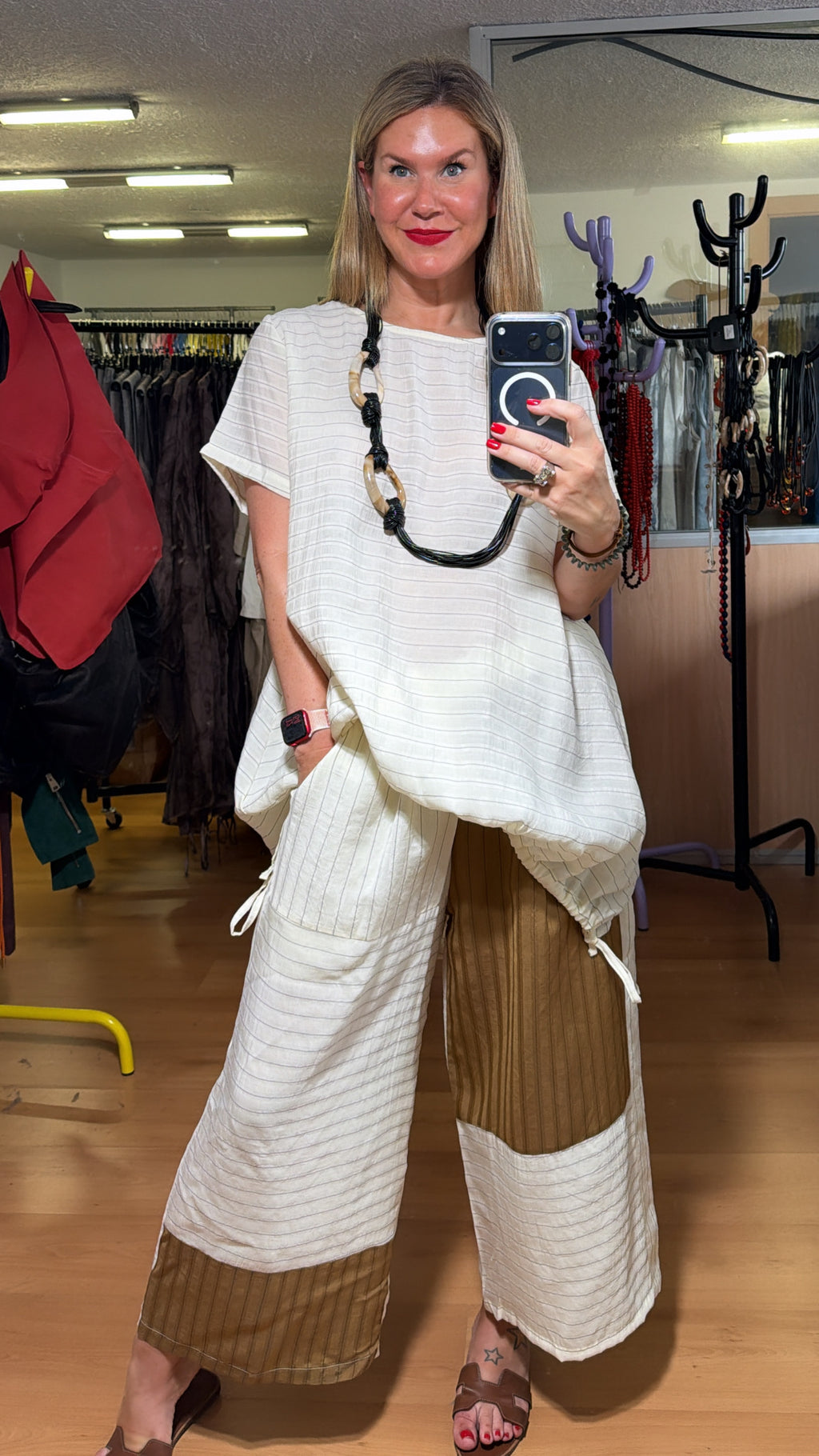 Blusa a rayas fruncida