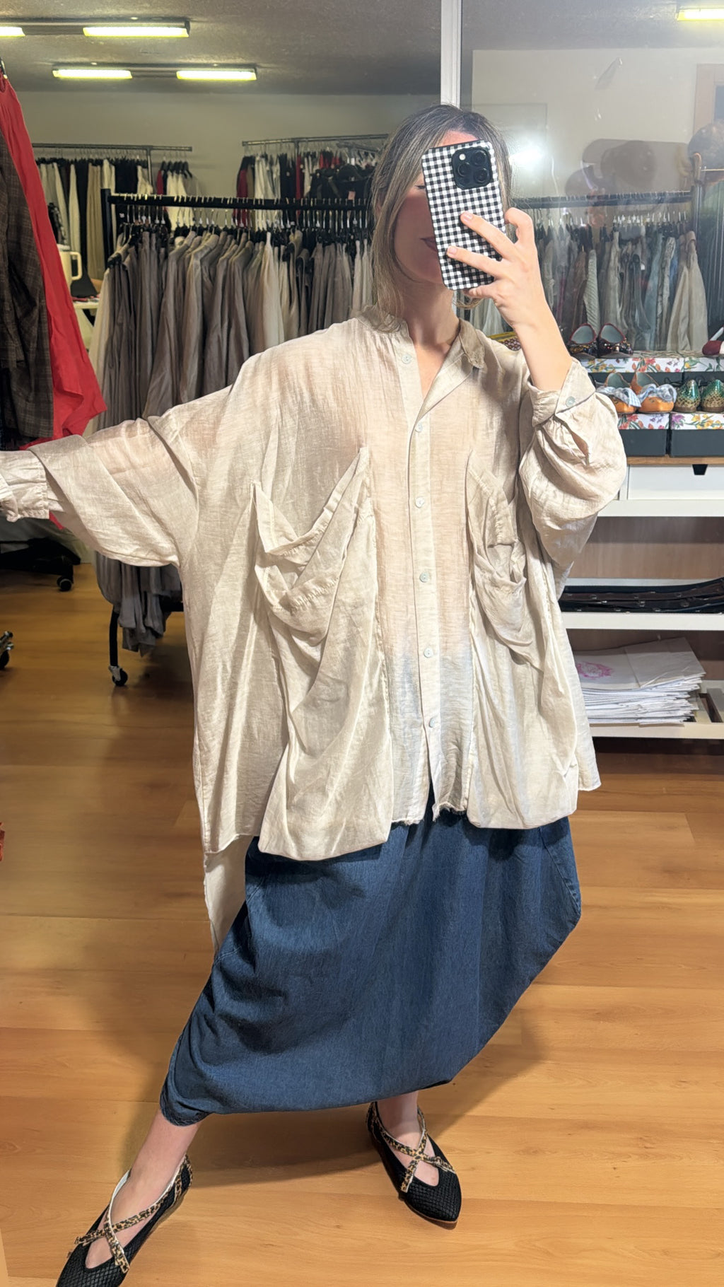 Camisa en lino y tencel