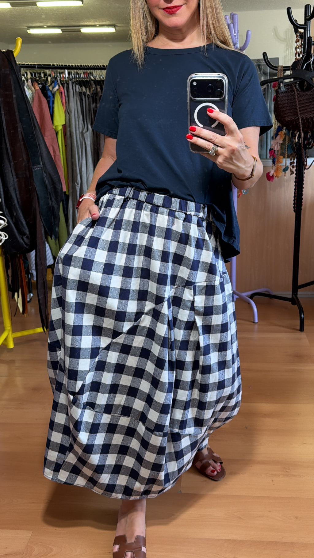 Falda cuadro Vichy azul
