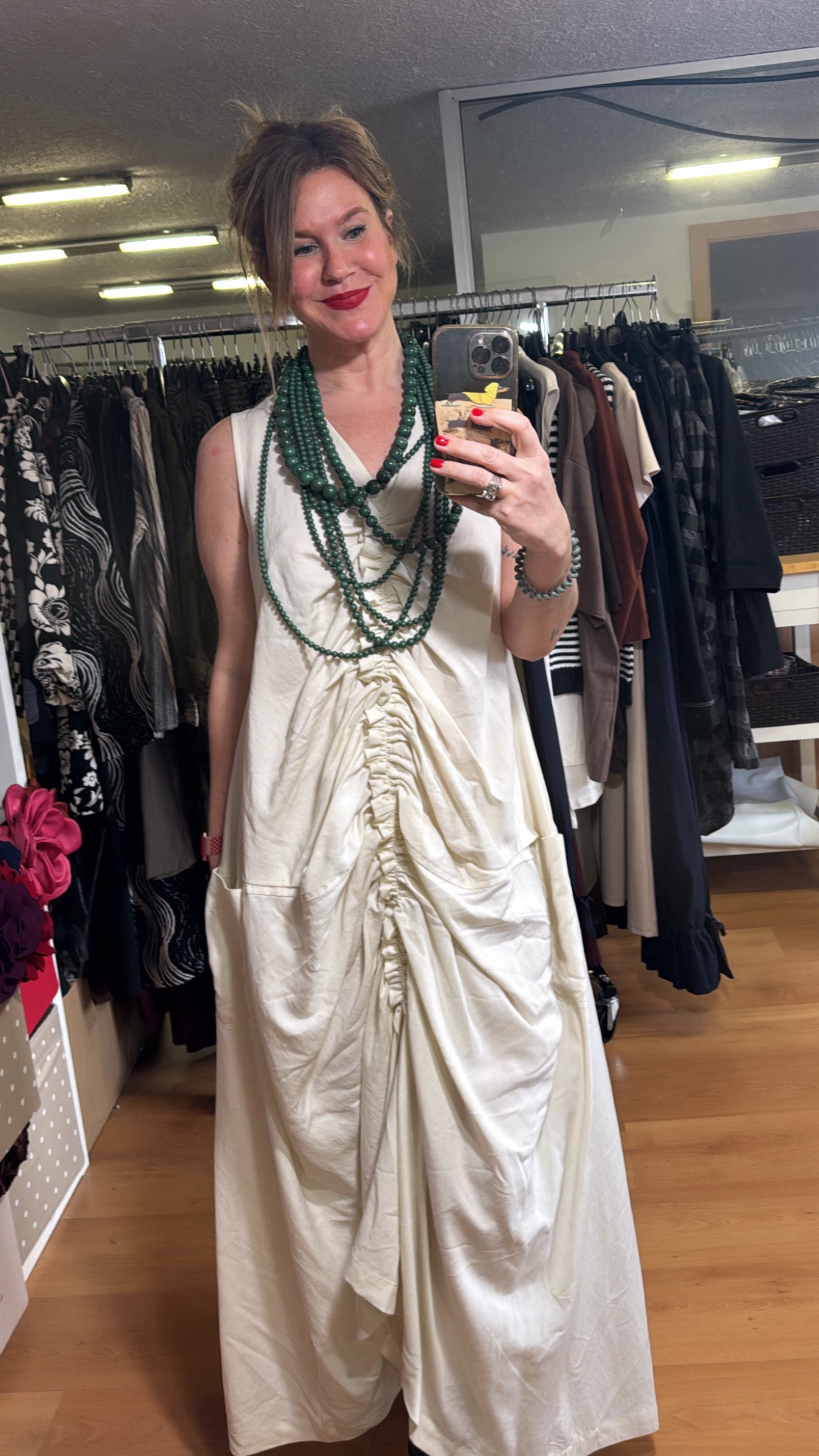Vestido fruncido sin mangas