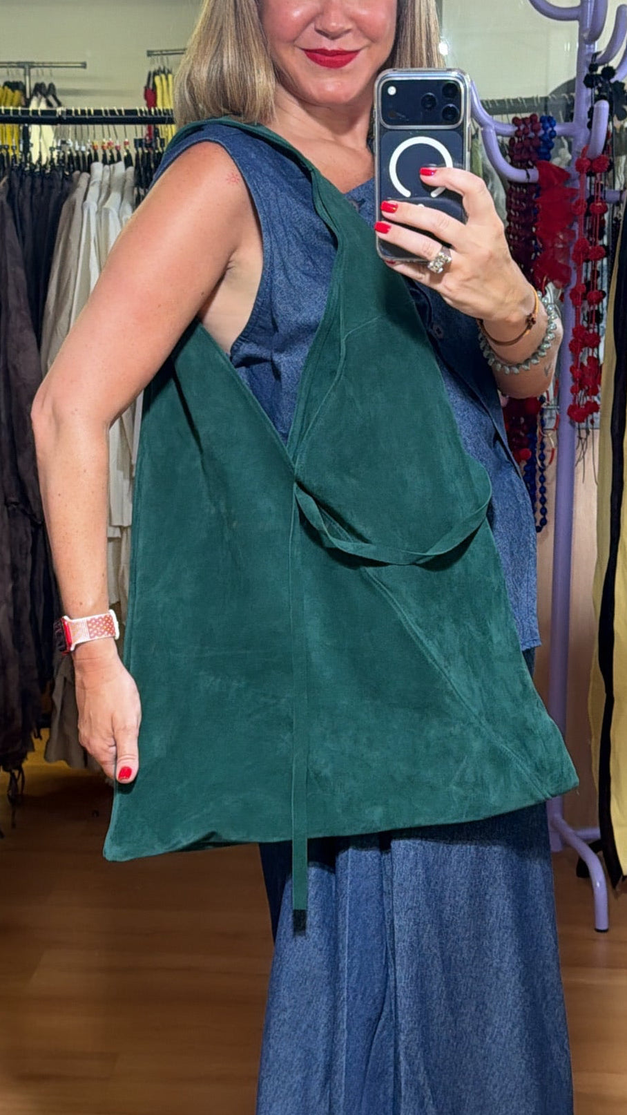 Bolso de piel verde