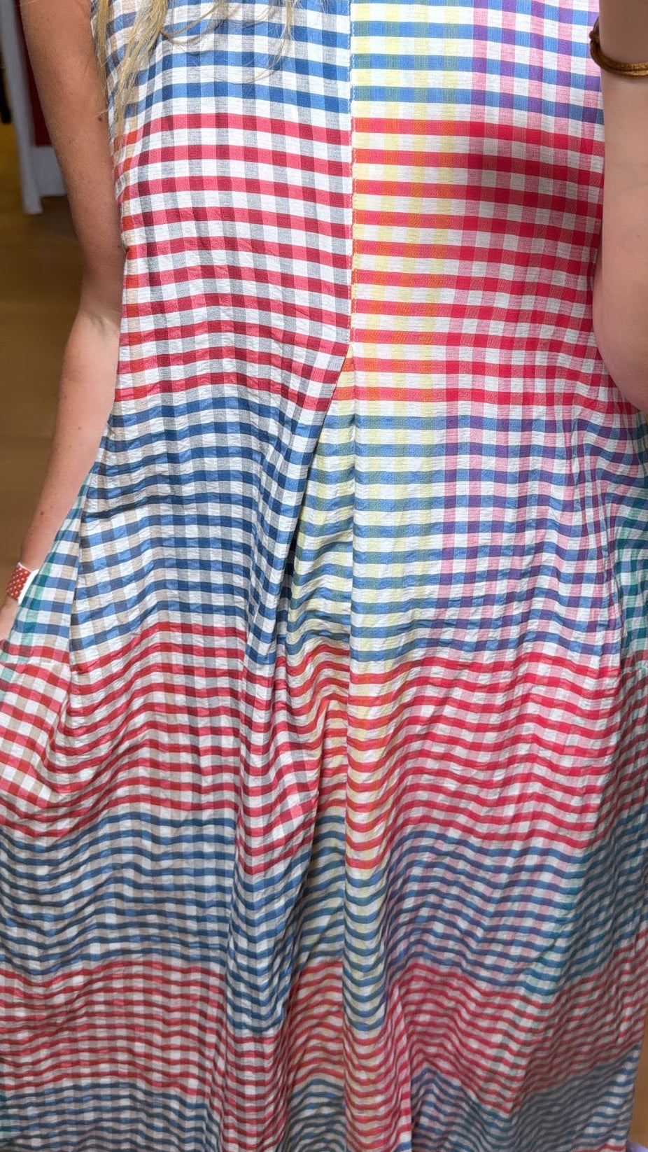 Vestido sin mangas rayas y Vichy