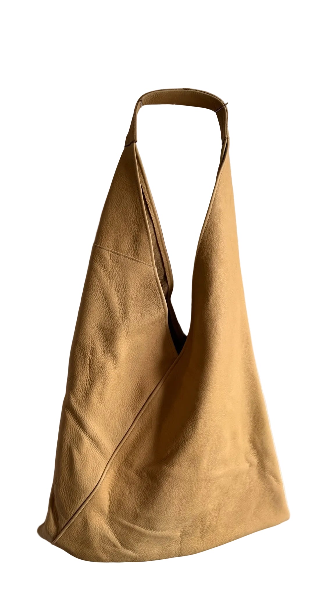 Bolso shopper de piel beige