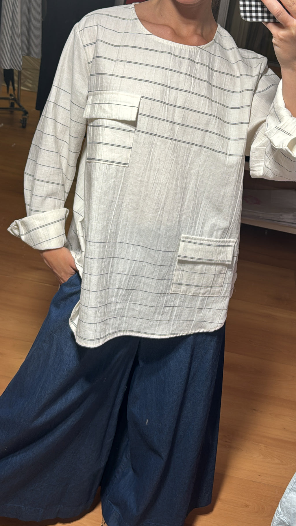 Blusa rayas y bolsillos