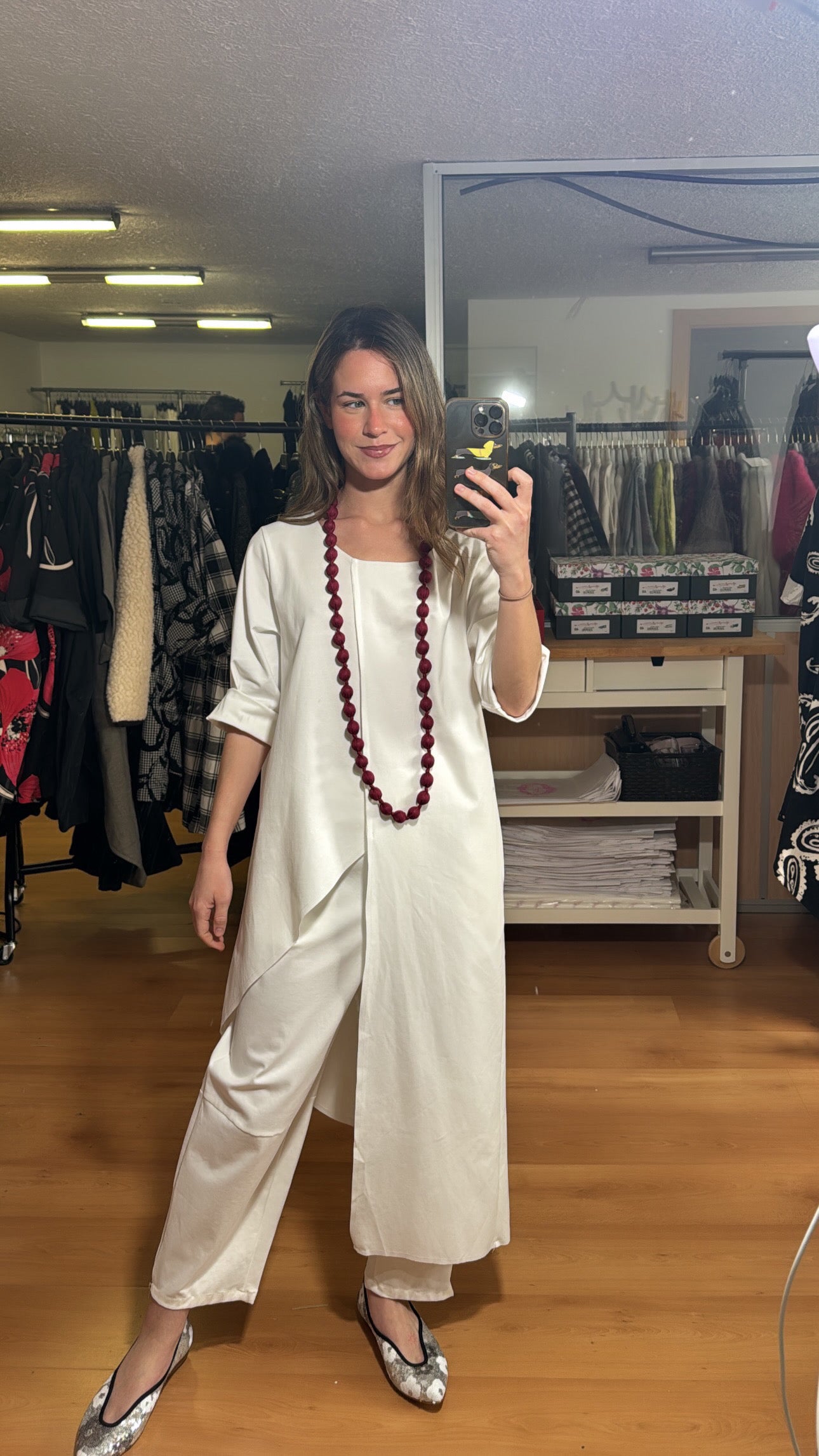 Camiseta larga irregular punto milano