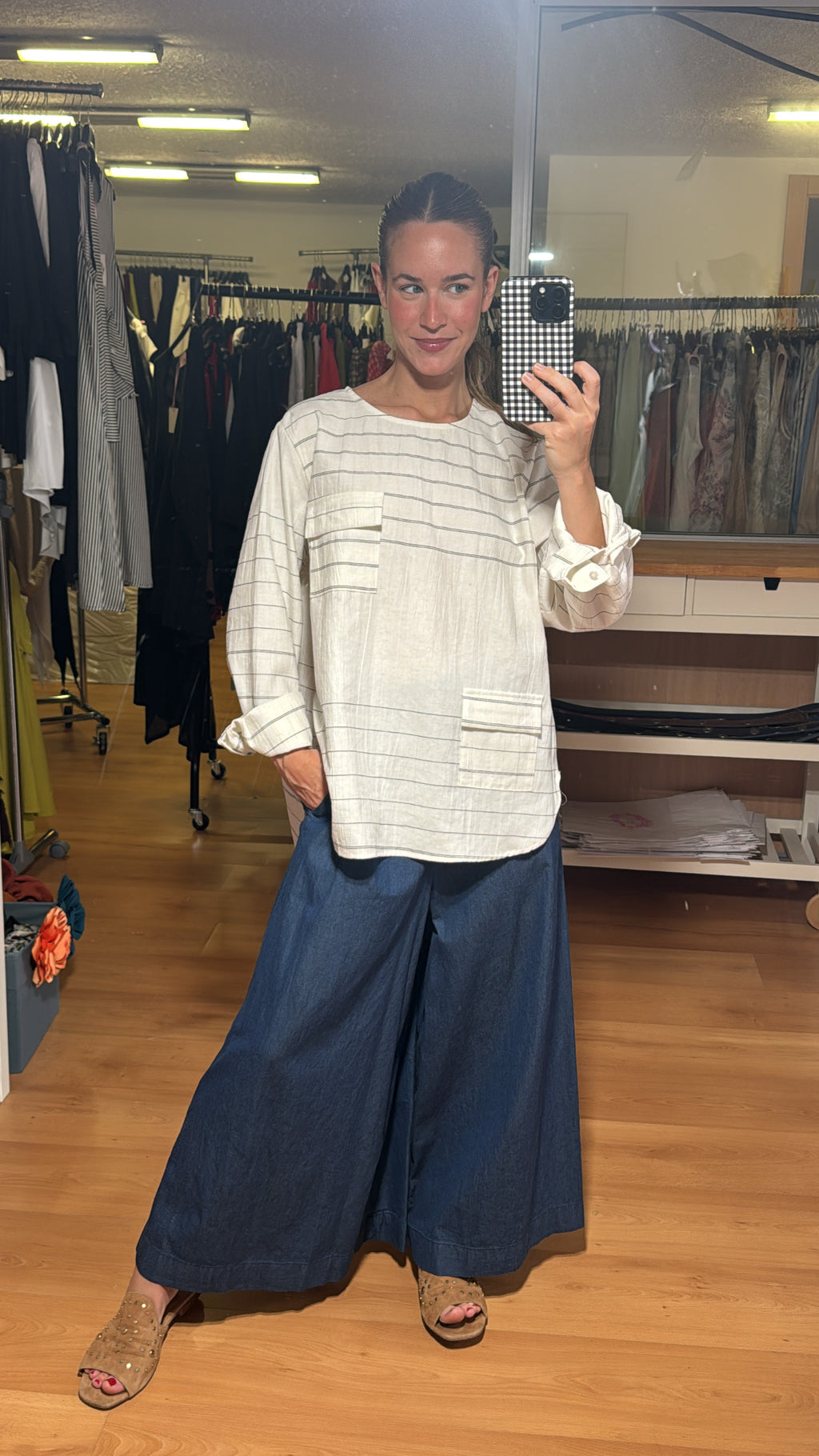 Blusa rayas y bolsillos